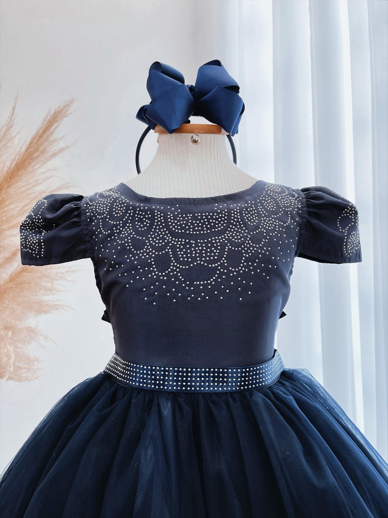 Vestido Infantil Azul Marinho Damas C/ Strass Luxo