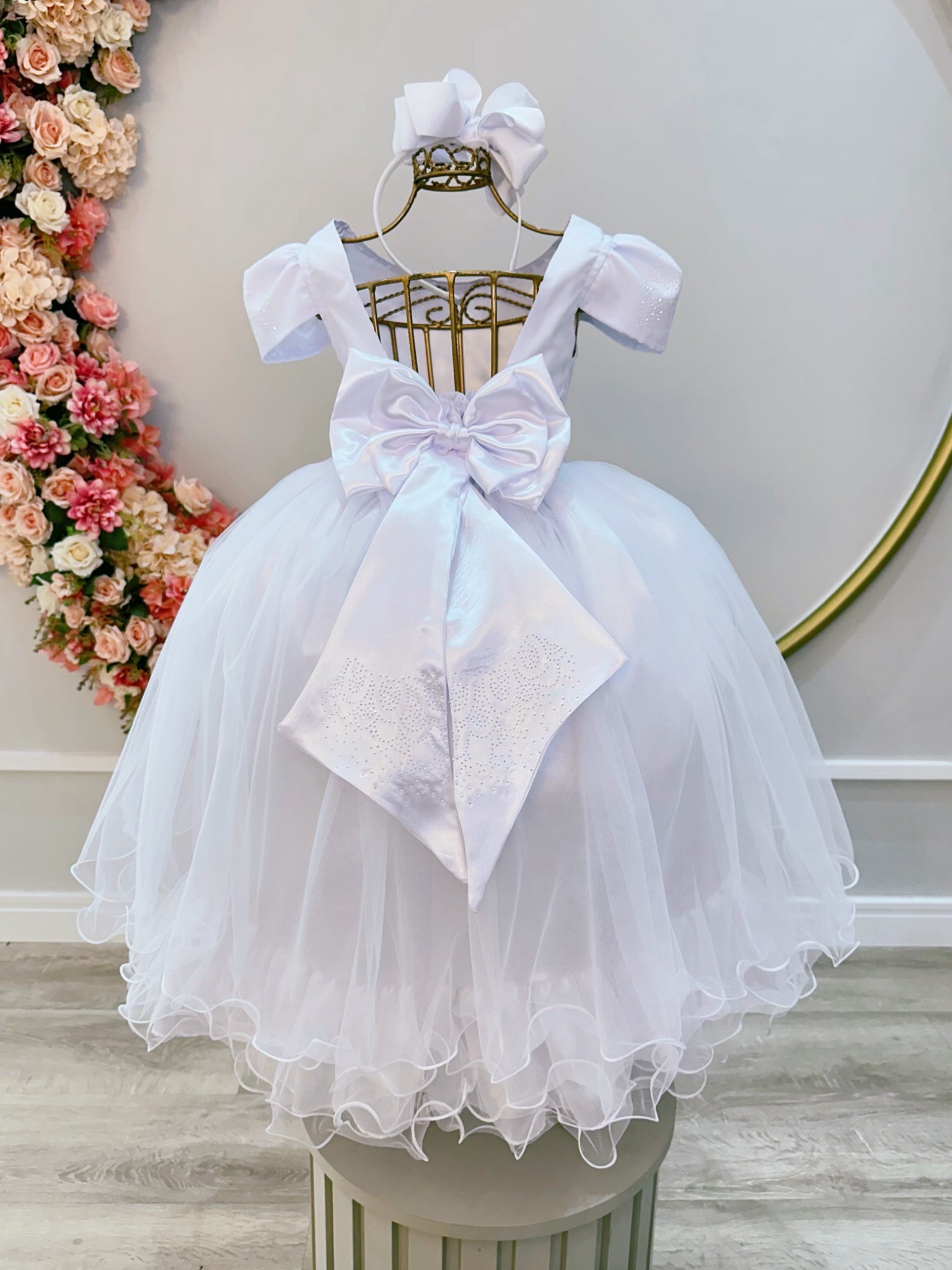 Vestido Infantil Branco C/ Strass Casamentos Luxo