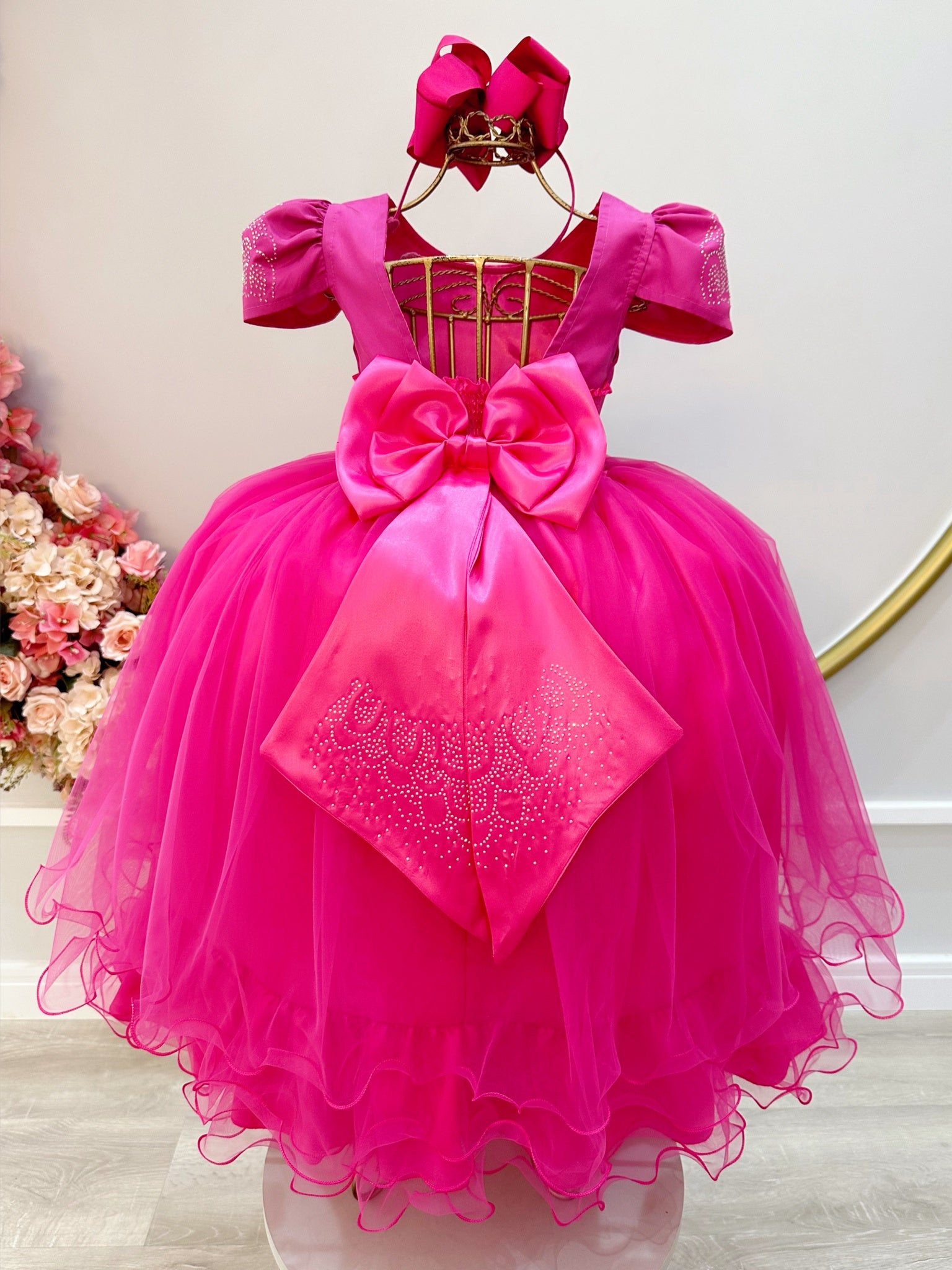 Vestido Infantil Pink C/ Strass Casamentos Luxo