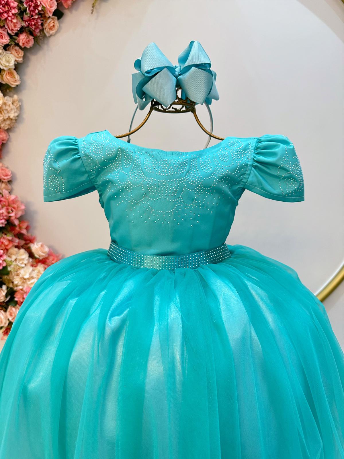 Vestido Infantil Verde C/ Strass Casamentos Luxo