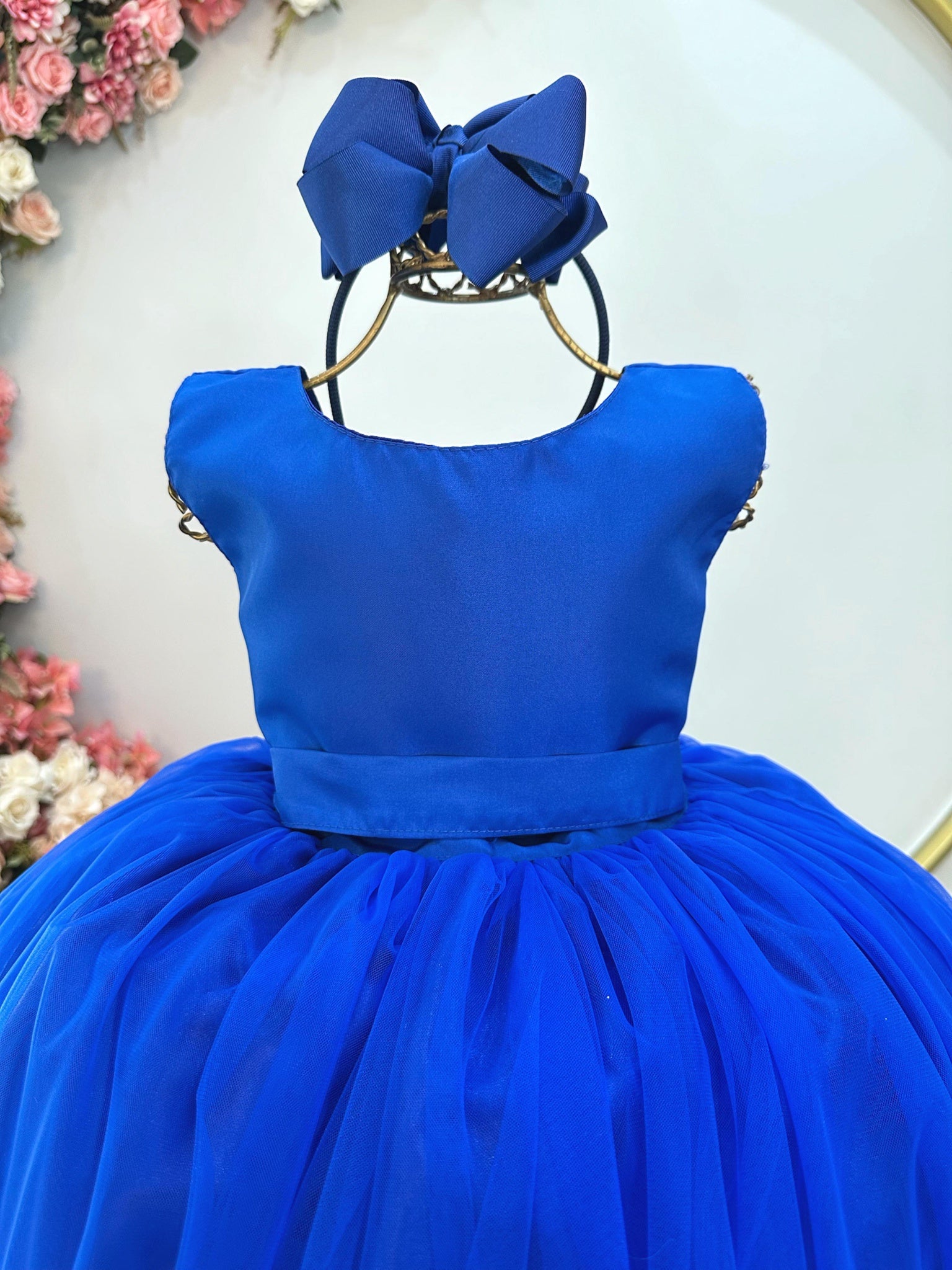 Vestido Infantil Longo Azul Royal Daminhas Festas Luxo