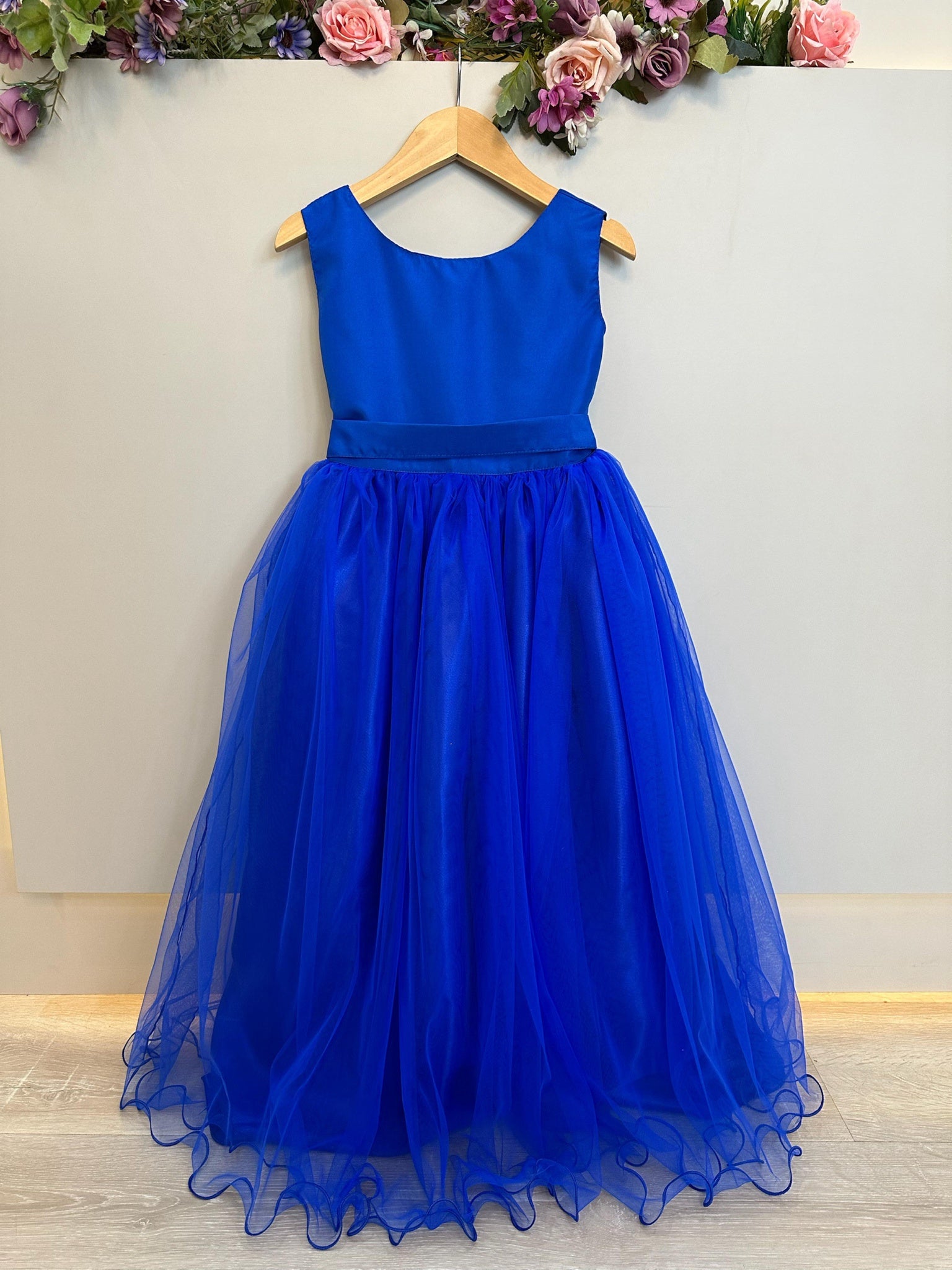 Vestido Infantil Longo Azul Royal Daminhas Festas Luxo