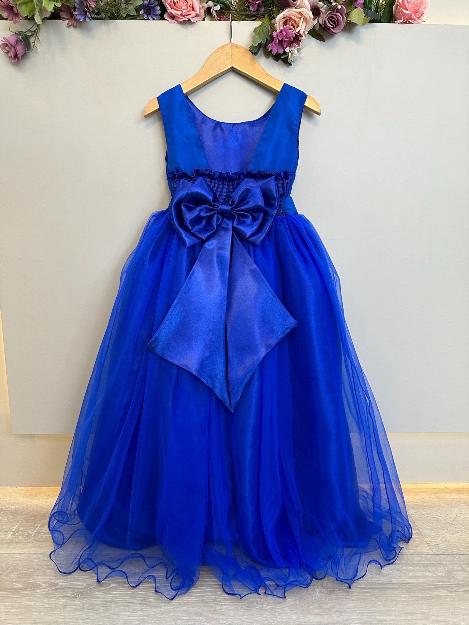 Vestido Infantil Longo Azul Royal Daminhas Festas Luxo