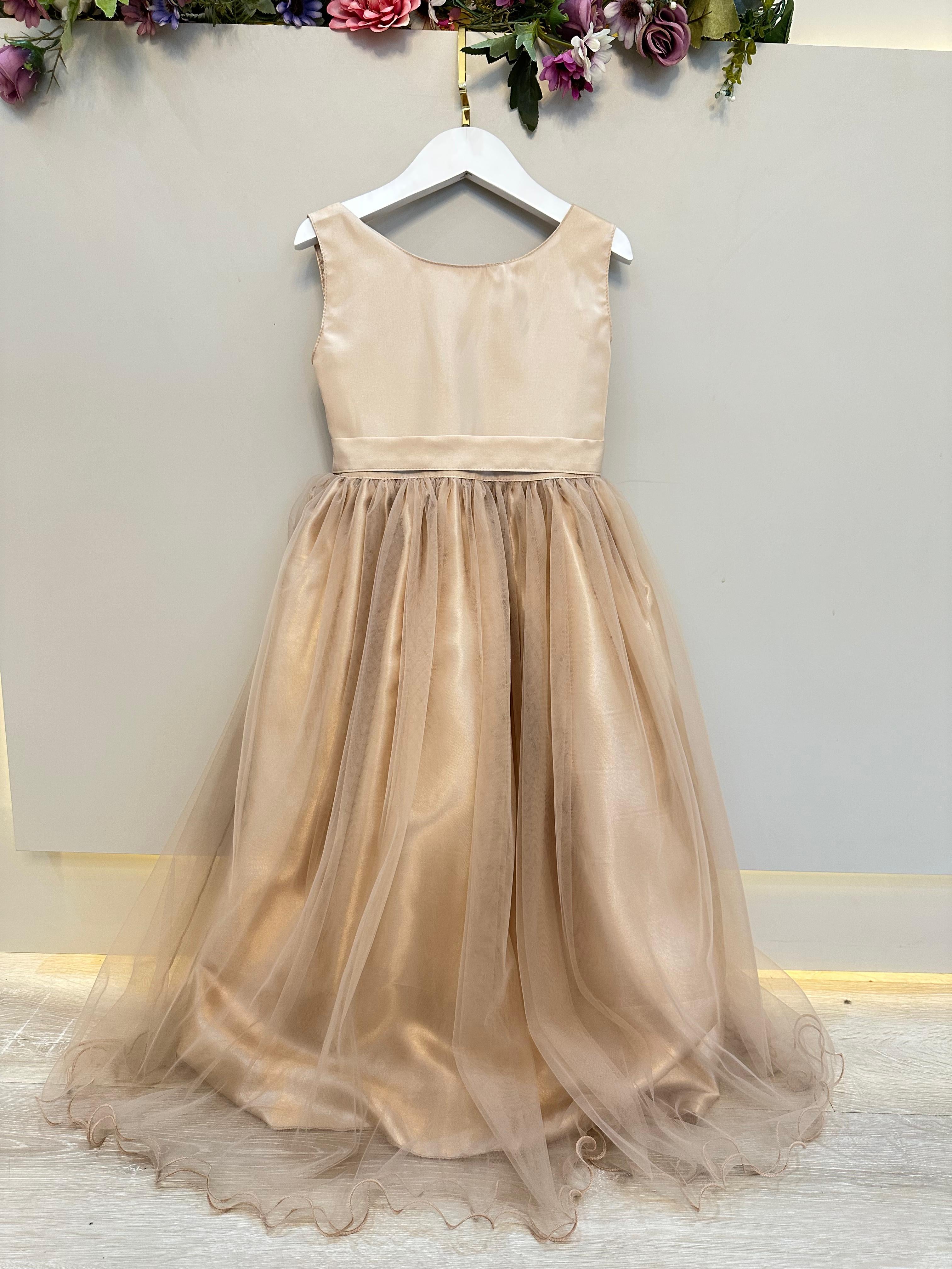 Vestido Infantil Longo Dourado Daminhas Casamentos Luxo