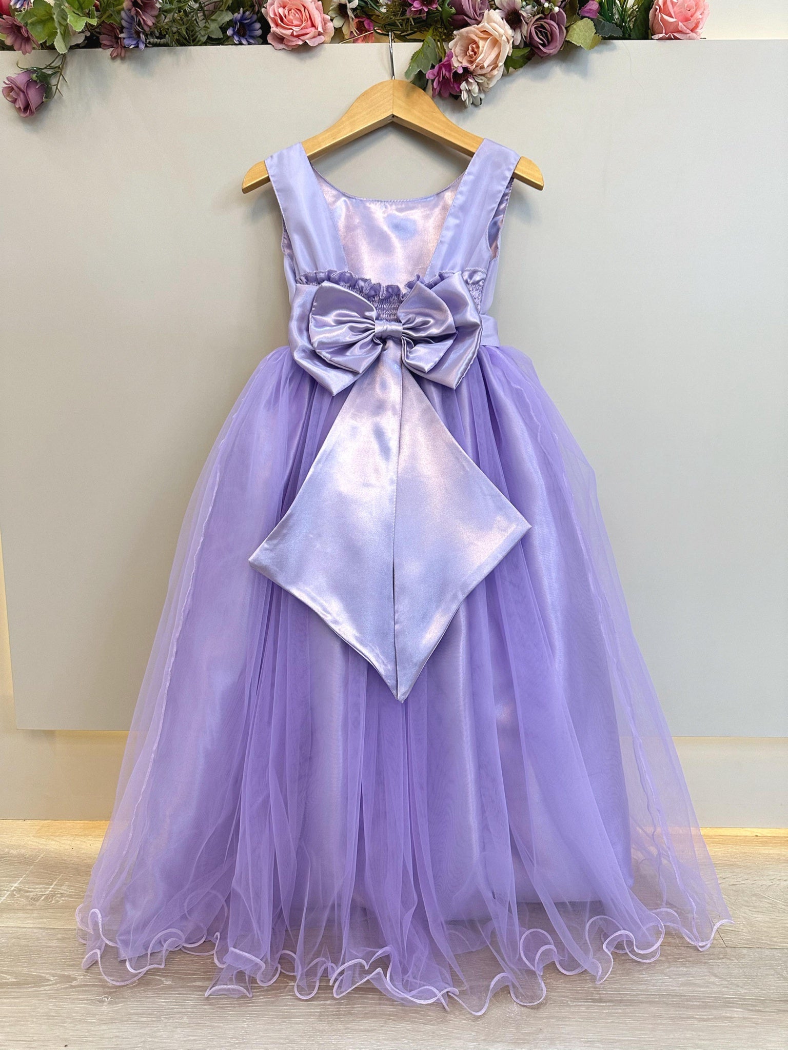 Vestido Infantil Longo Lilás Daminhas Festas Luxo