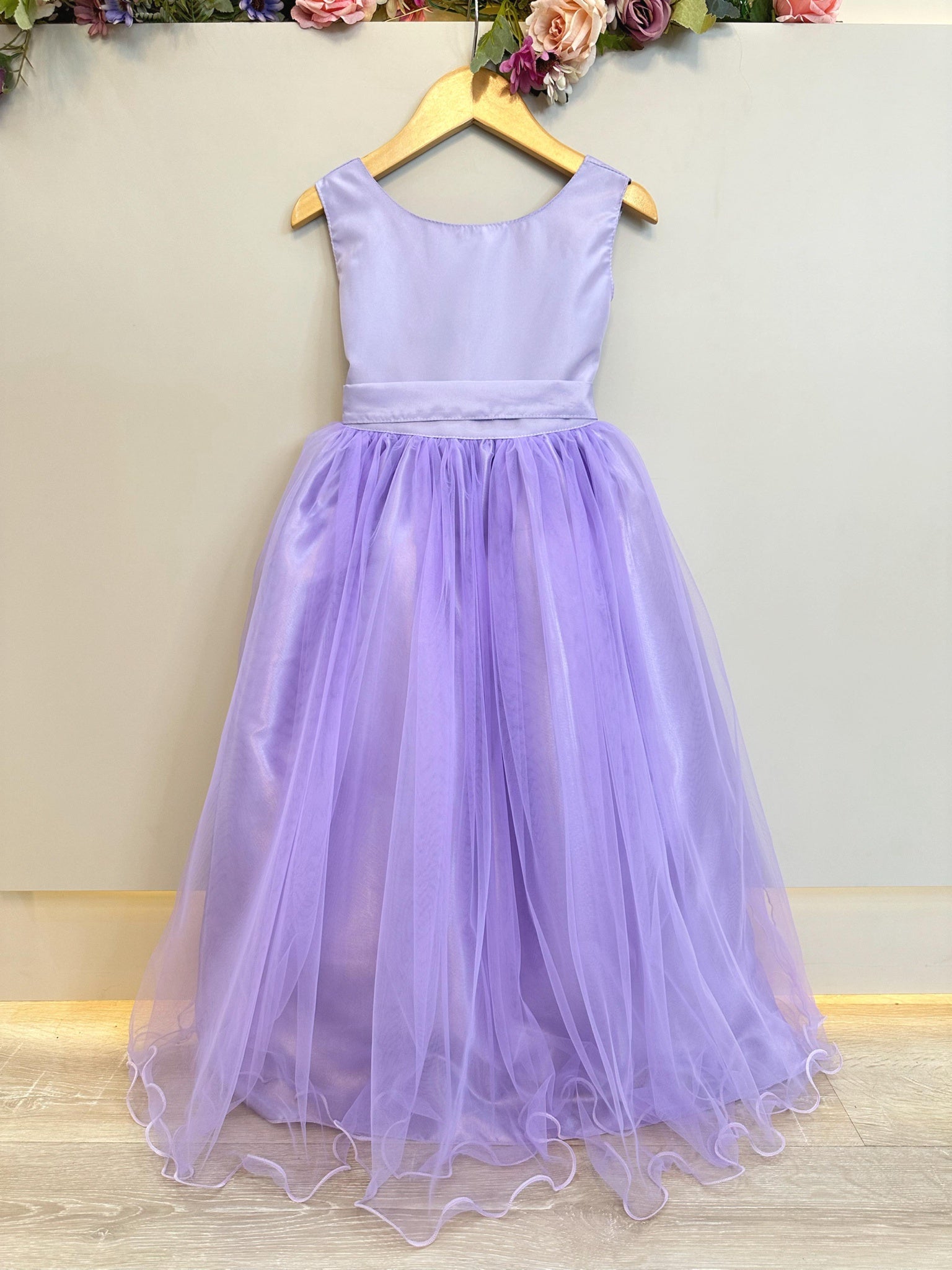 Vestido Infantil Longo Lilás Daminhas Festas Luxo