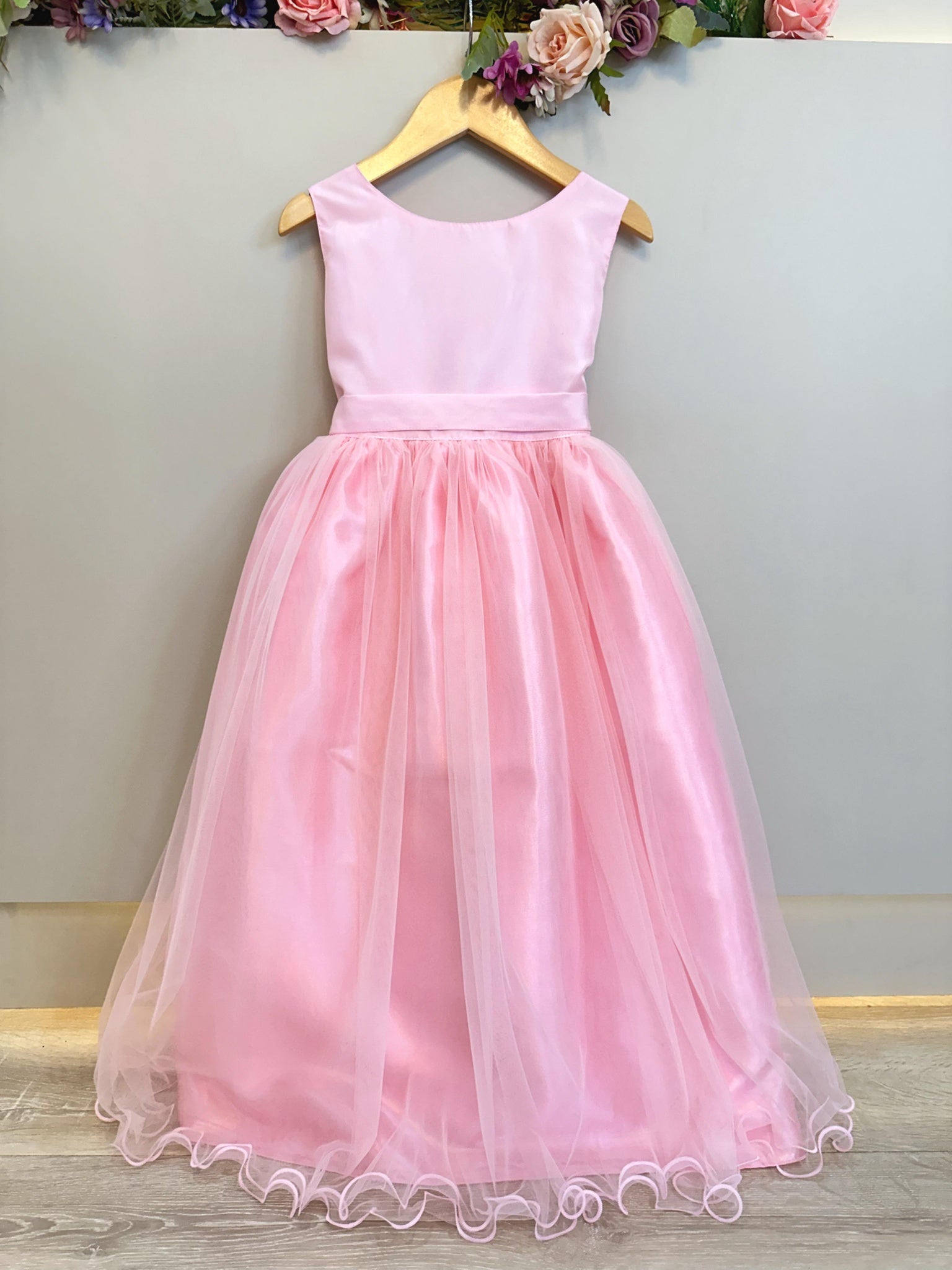 Vestido Infantil Longo Rosa Daminhas Festas Luxo