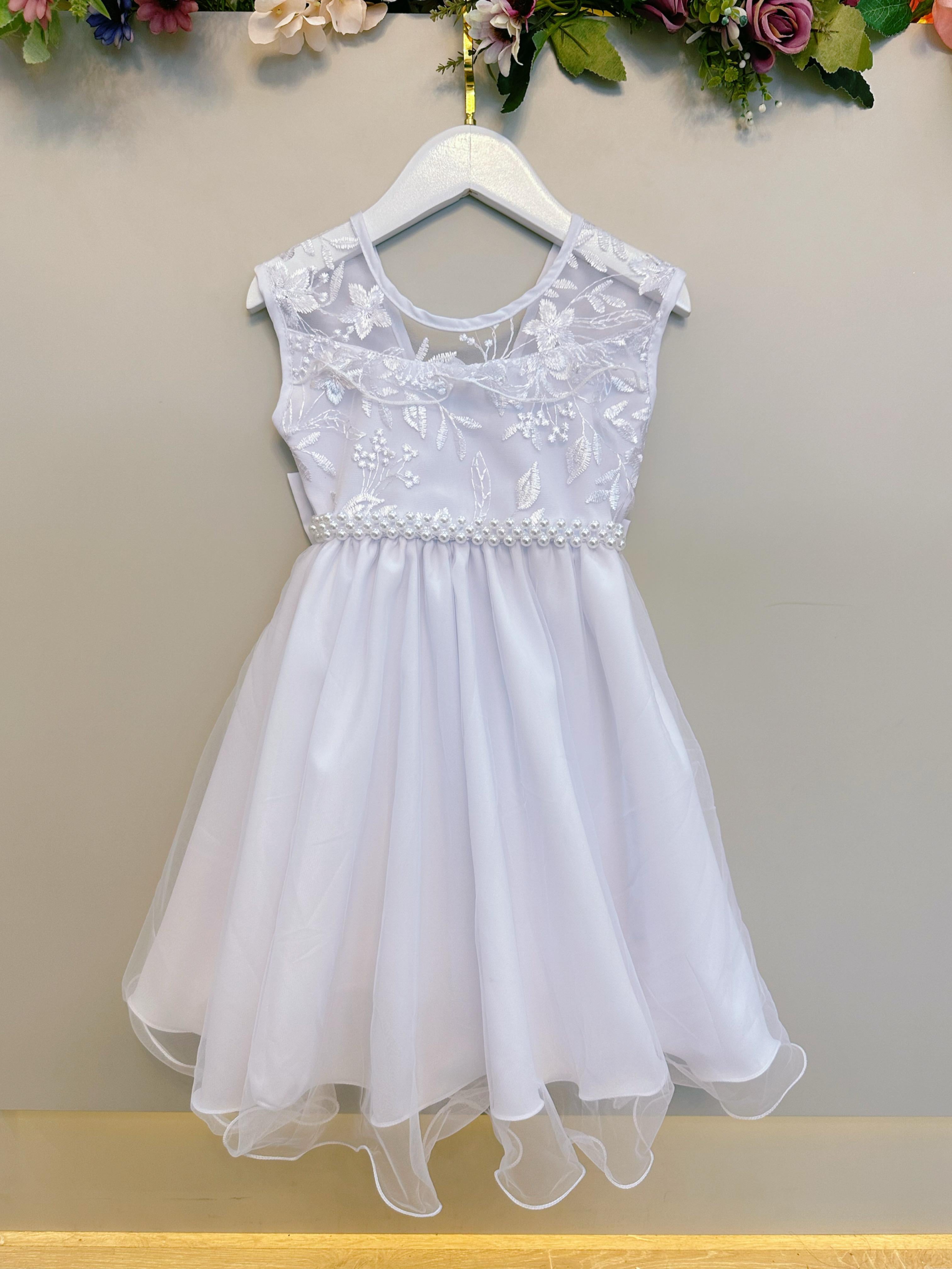 Vestido Infantil Branco C/ Babados e Renda  Daminhas Festas