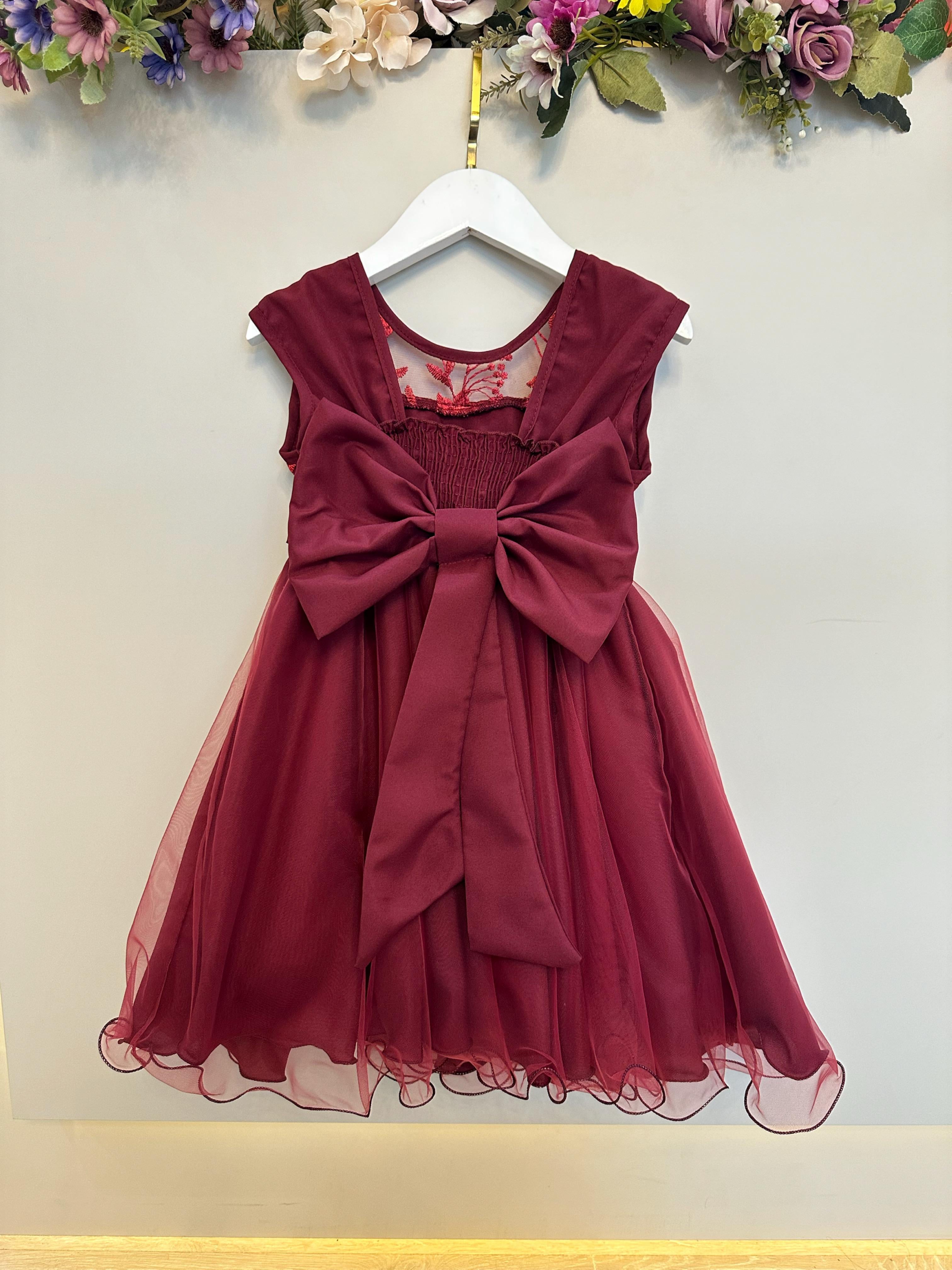 Vestido Infantil Marsala C/ Babados e Renda  Daminhas Festas