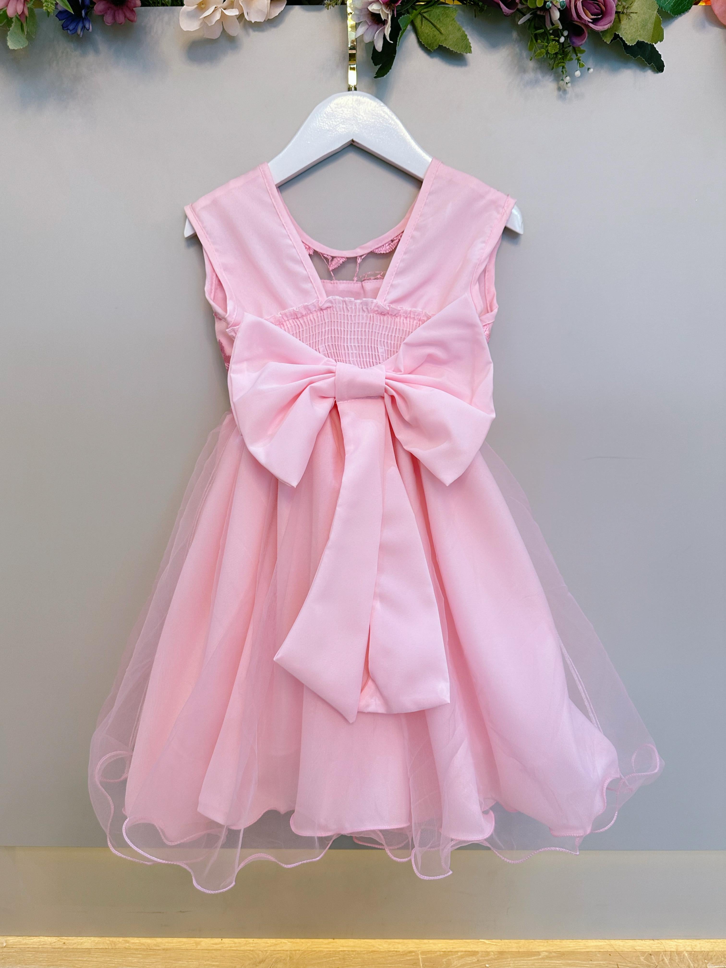 Vestido Infantil Rosa C/ Babados e Renda  Daminhas Festas