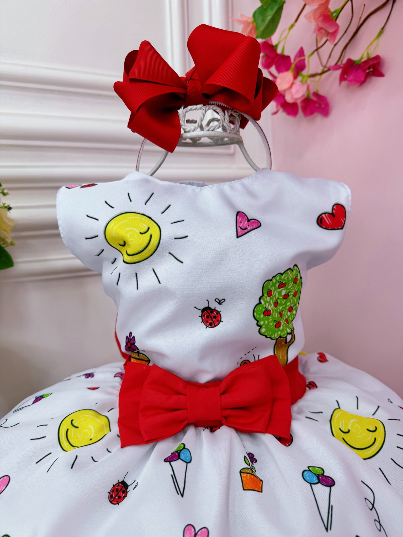 Vestido Infantil Branco Aquarela Luxo Festas