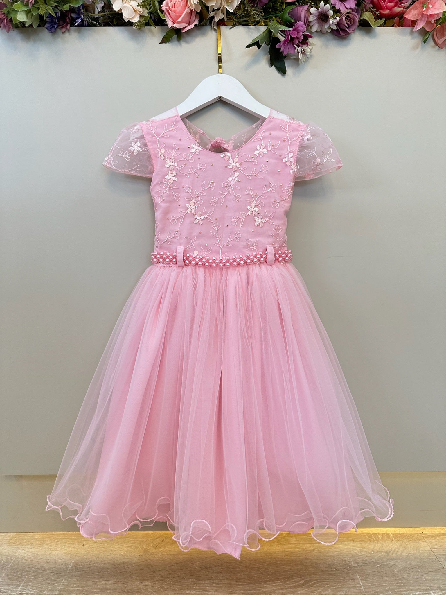 Vestido Infantil Rosa Busto Com Renda Daminhas Casamentos