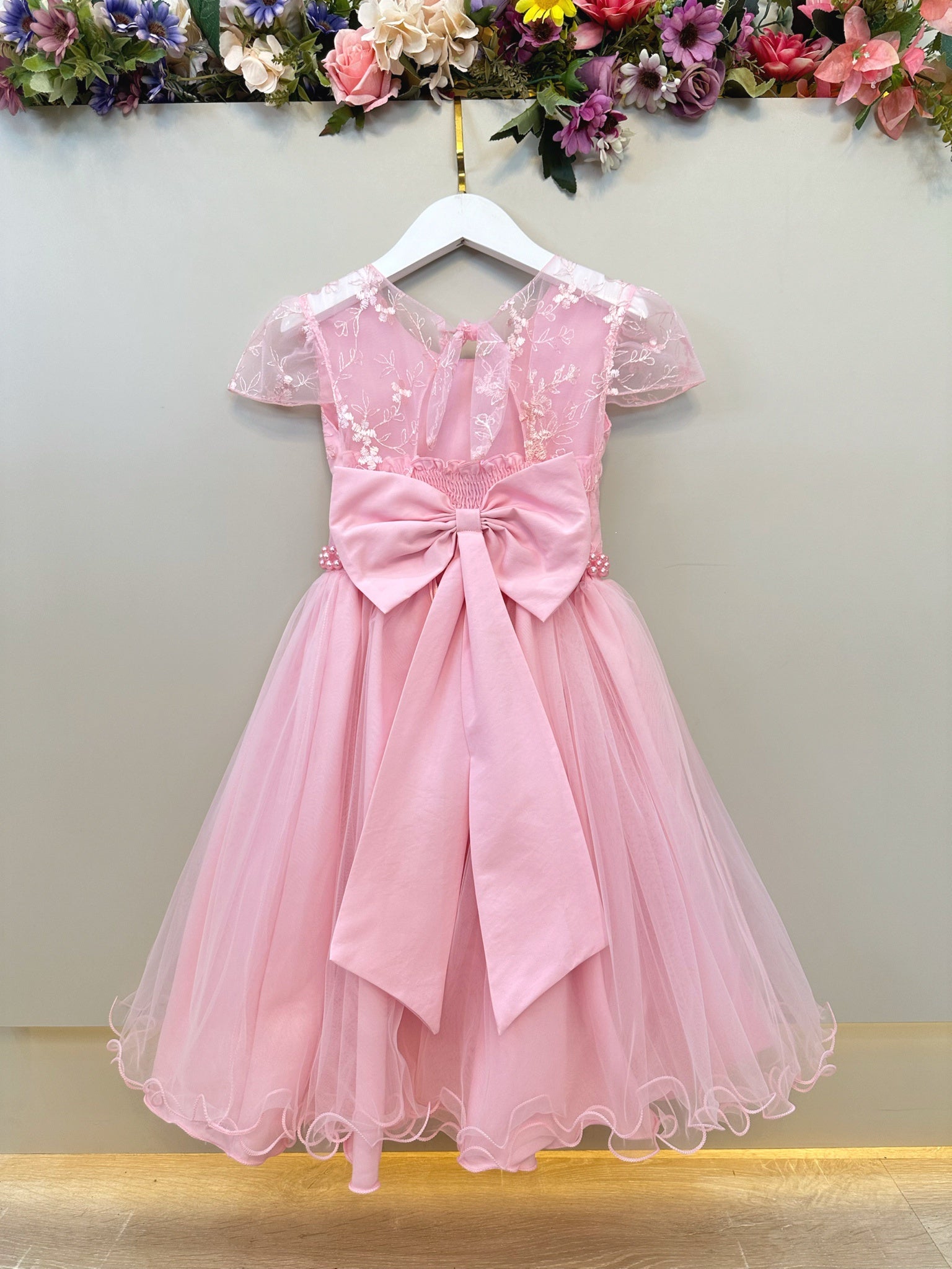 Vestido Infantil Rosa Busto Com Renda Daminhas Casamentos