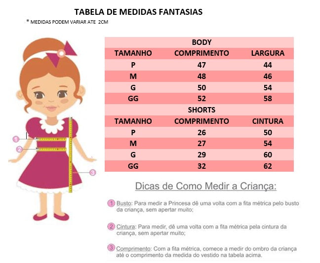 Fantasia Infantil Arlequina Brilho Body e Shorts