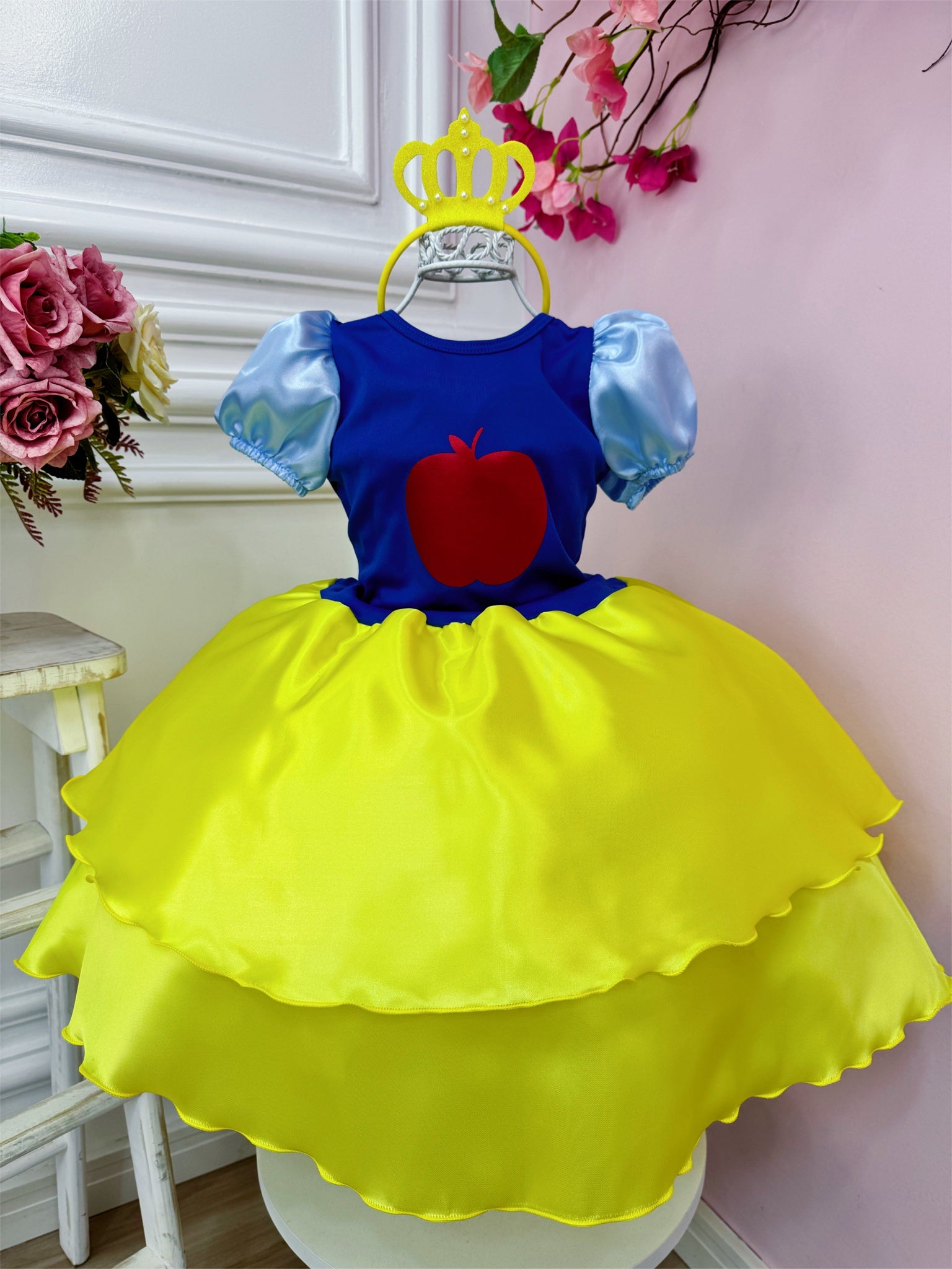 Fantasia Infantil da Branca de Neve Acompanha a Tiara Luxo