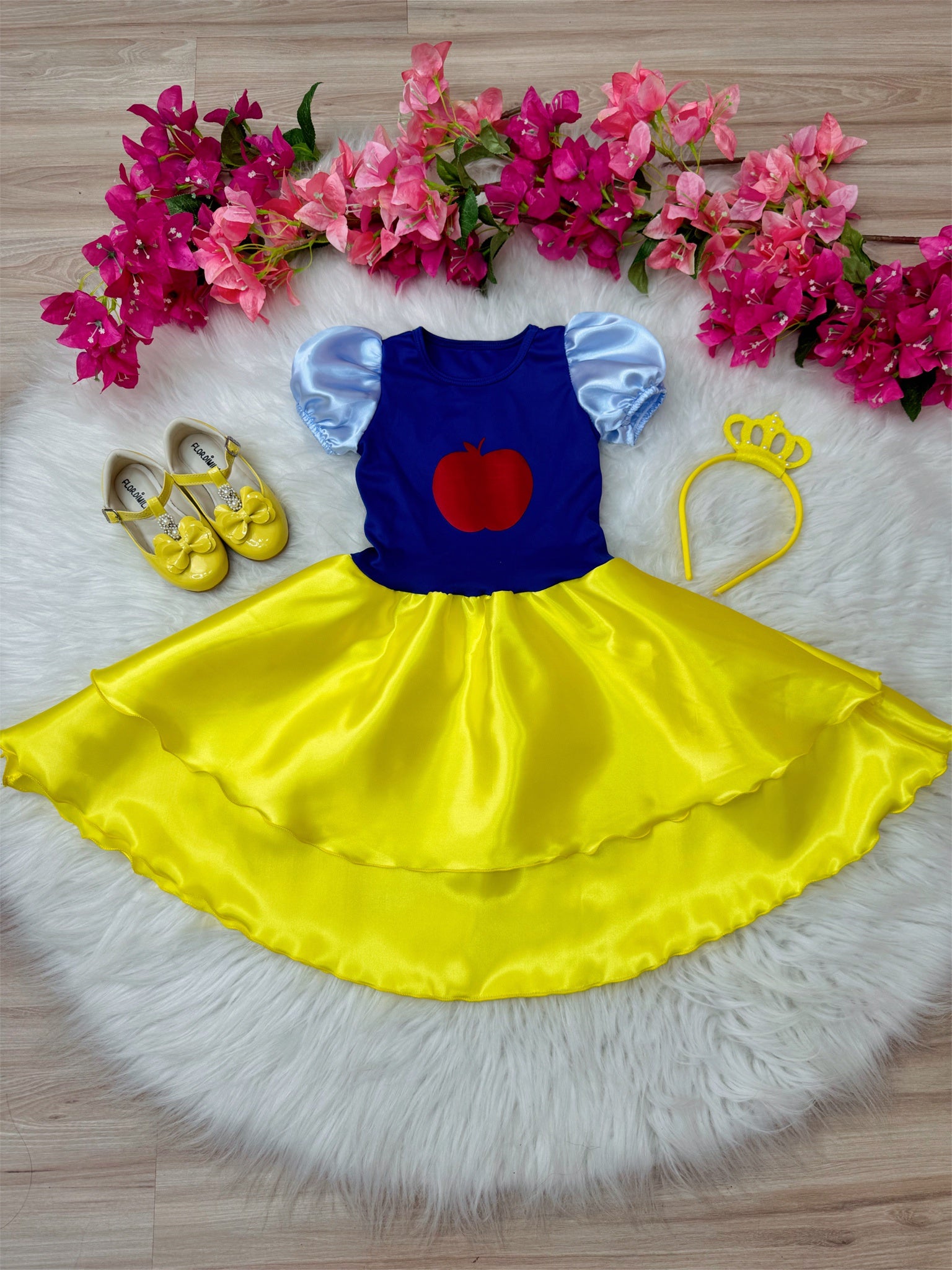 Fantasia Infantil da Branca de Neve Acompanha a Tiara Luxo