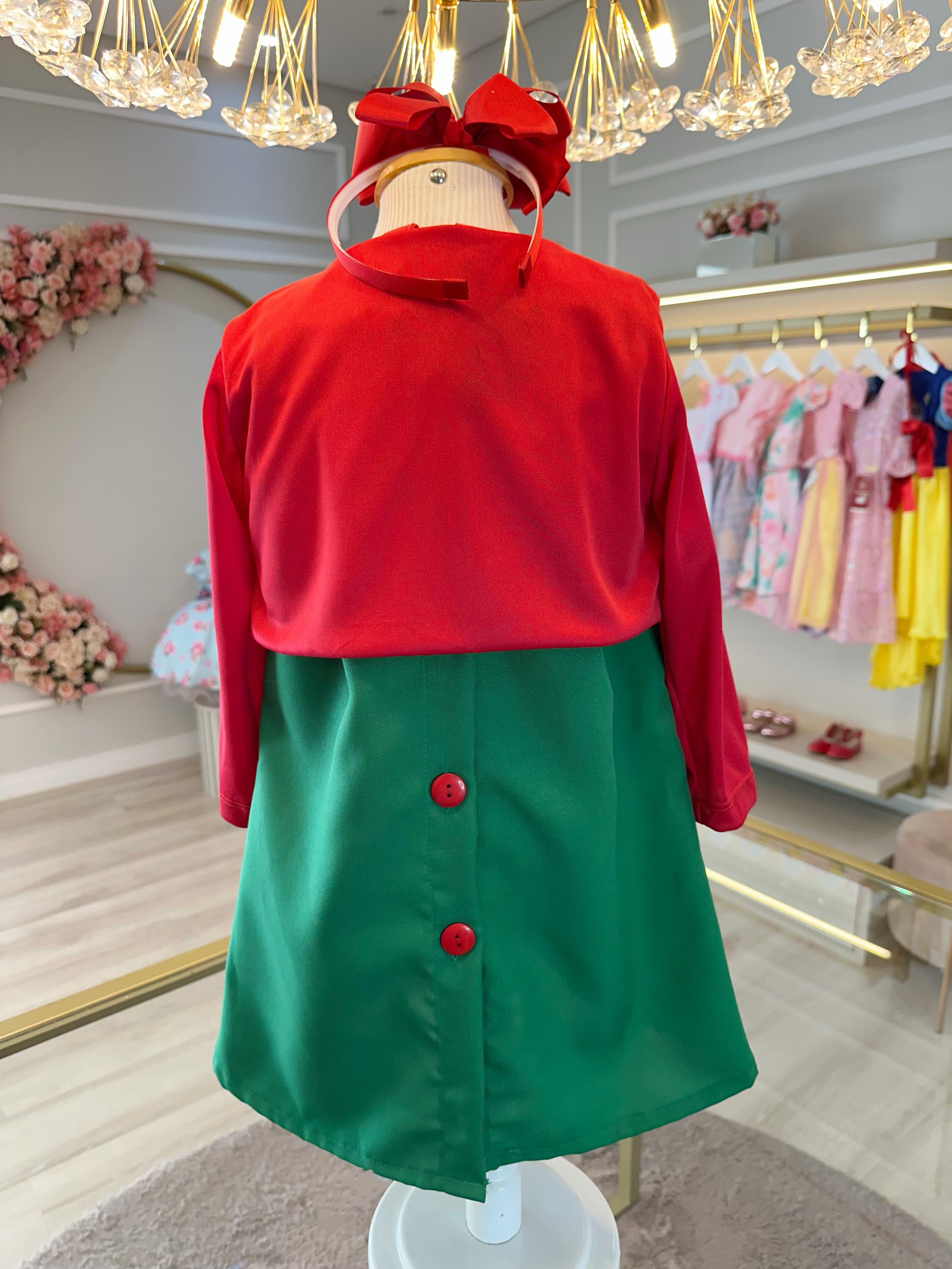 Fantasia Infantil Chiquinha Verde e Vermelho Festas