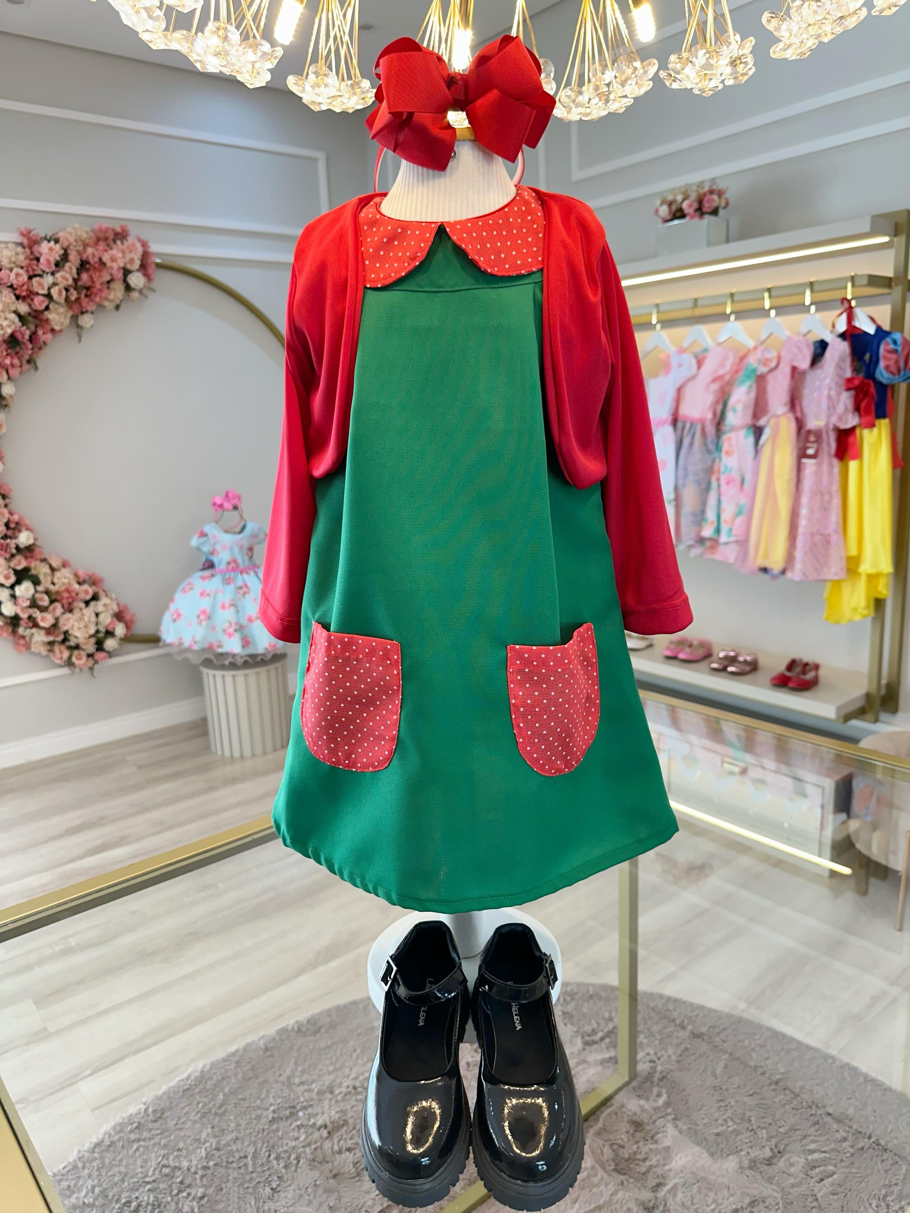 Fantasia Infantil Chiquinha Verde e Vermelho Festas