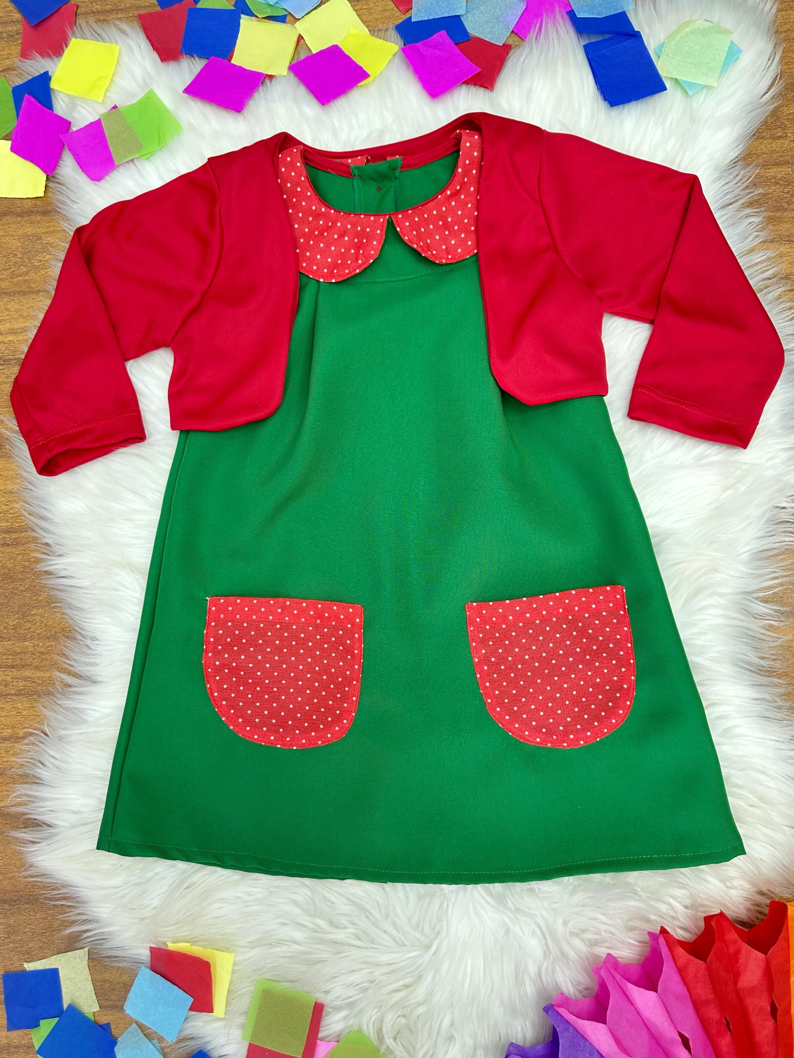 Fantasia Infantil Chiquinha Verde e Vermelho Festas