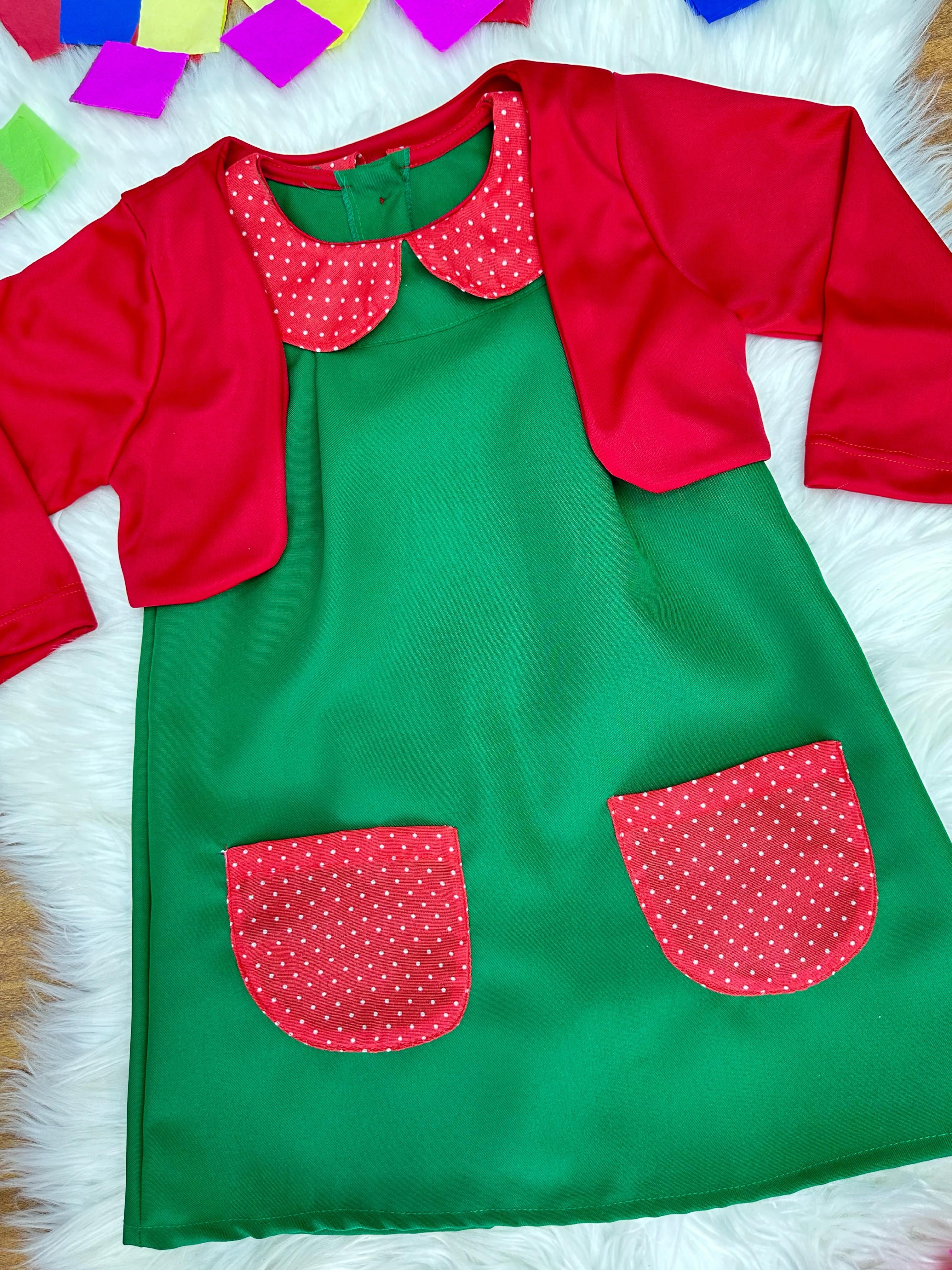 Fantasia Infantil Chiquinha Verde e Vermelho Festas