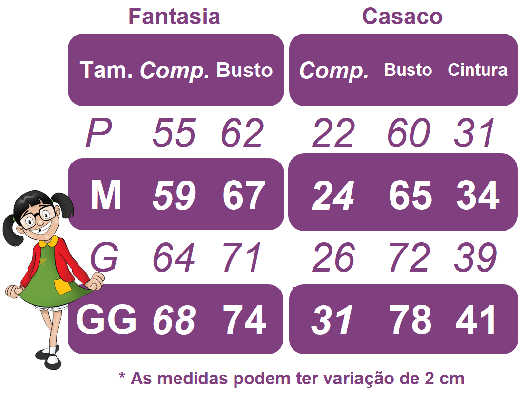 Fantasia Infantil Chiquinha Verde e Vermelho Festas