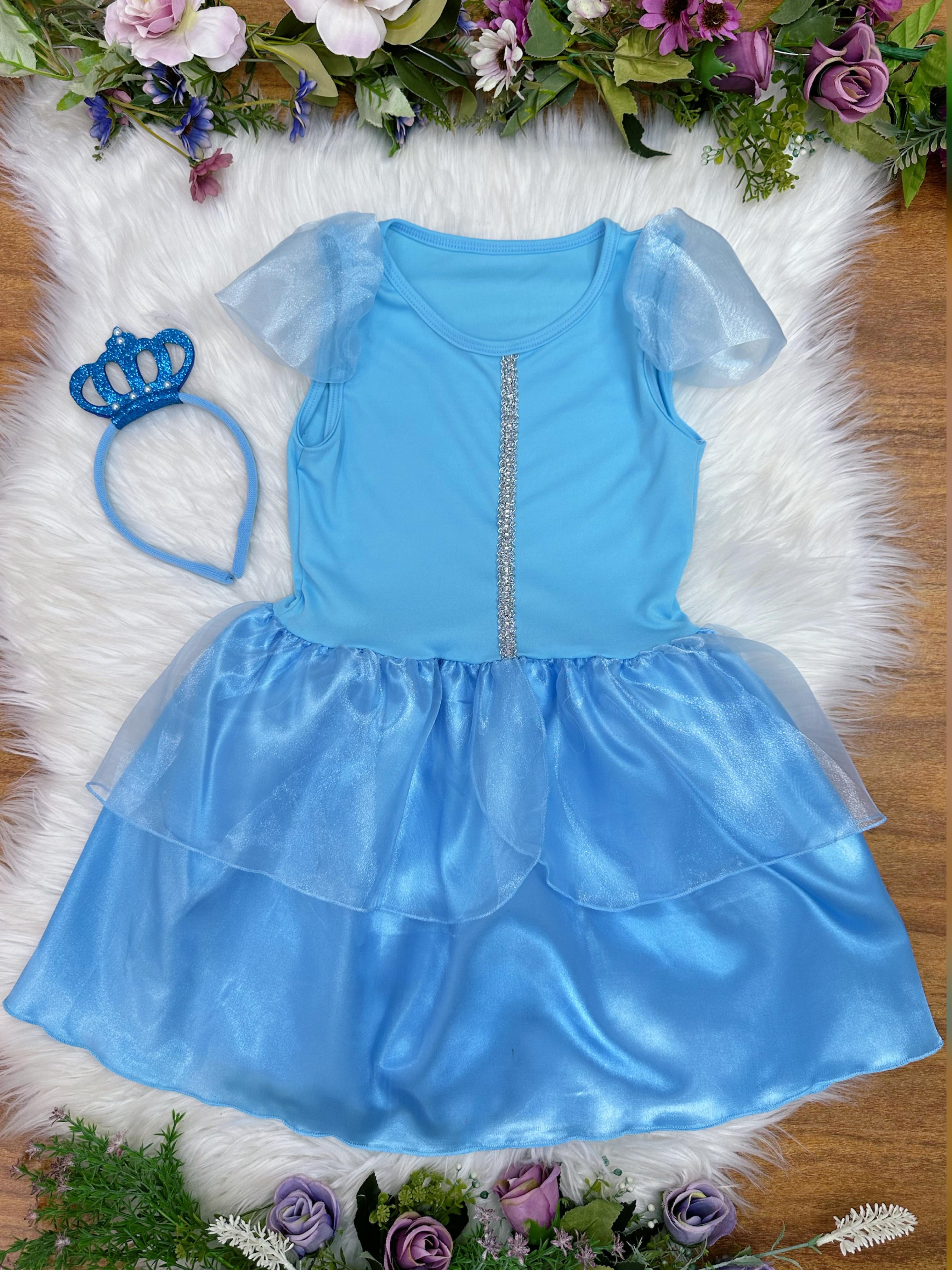 Fantasia Infantil Frozen e Cinderela Com Tiara Princesas