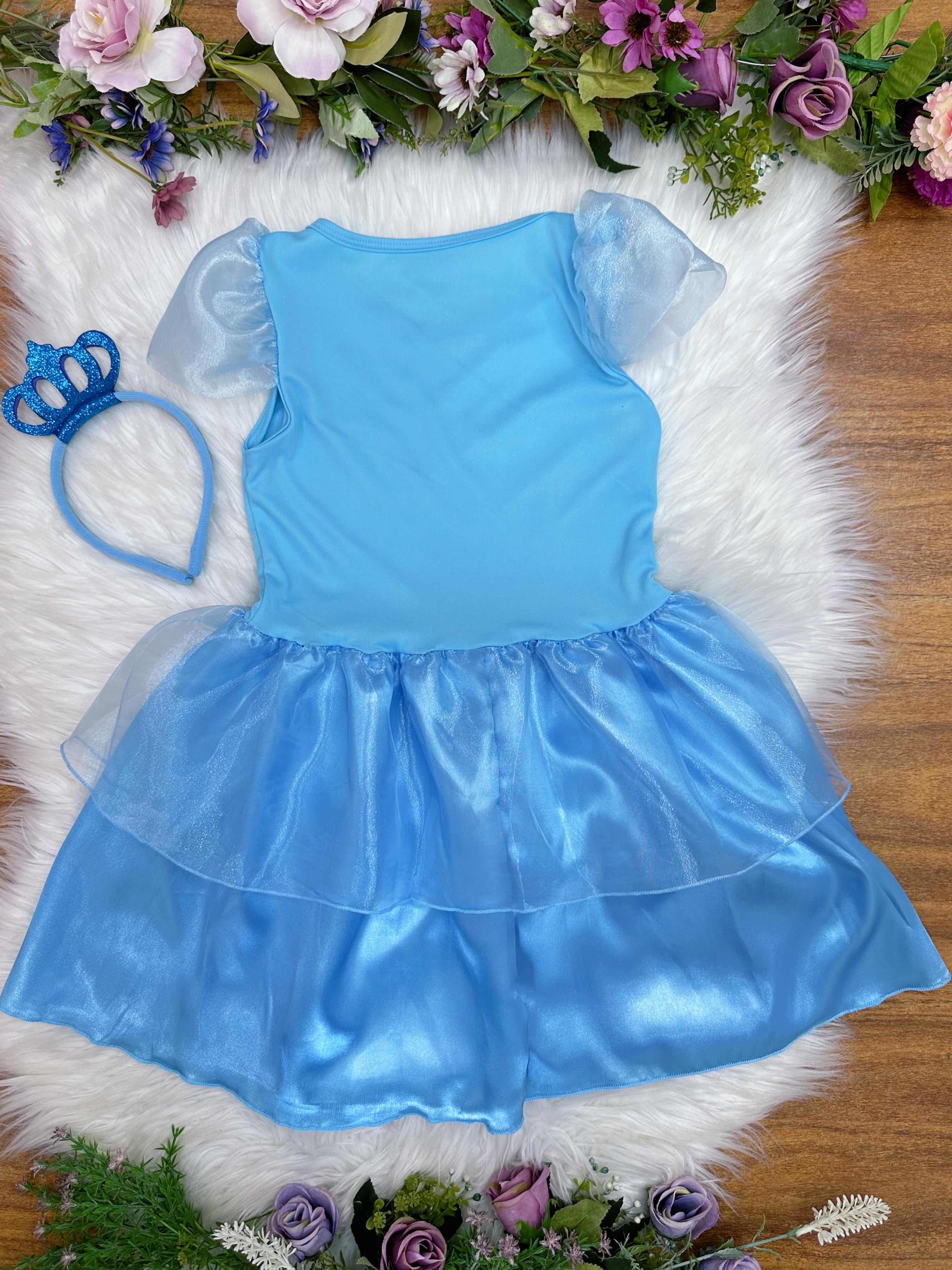 Fantasia Infantil Frozen e Cinderela Com Tiara Princesas