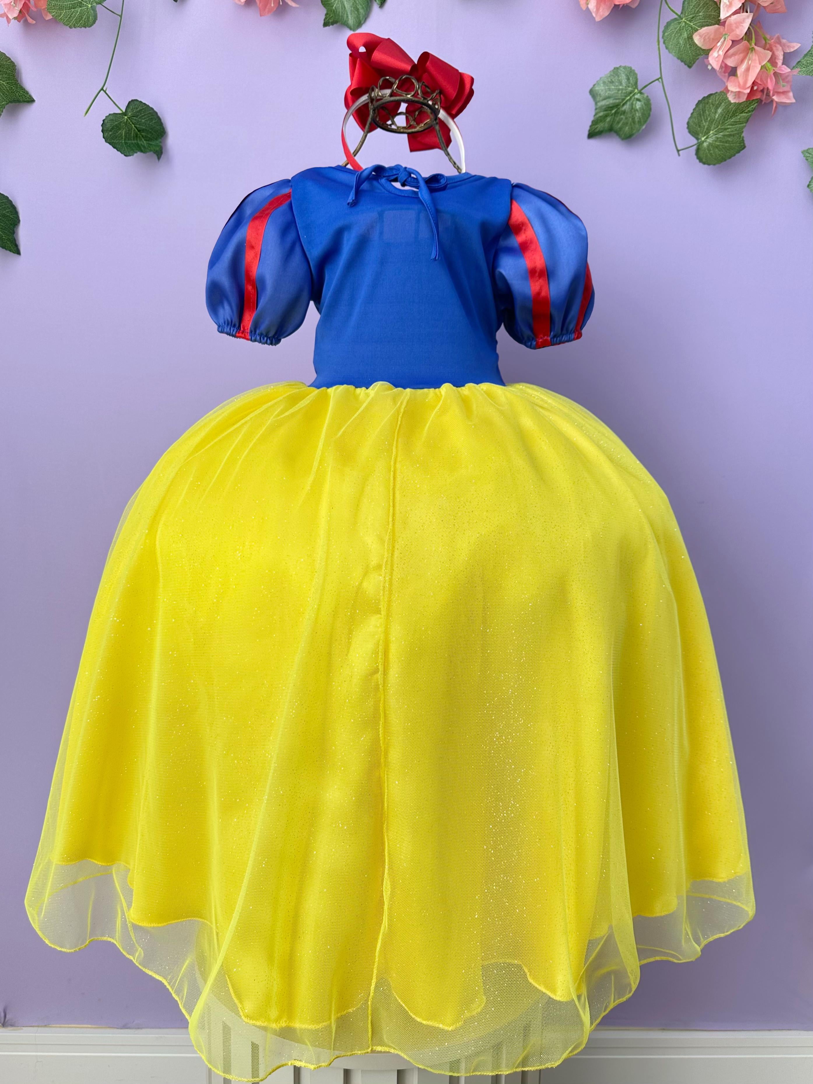 Fantasia Infantil Princesa Branca de Neve Longo Com Capa
