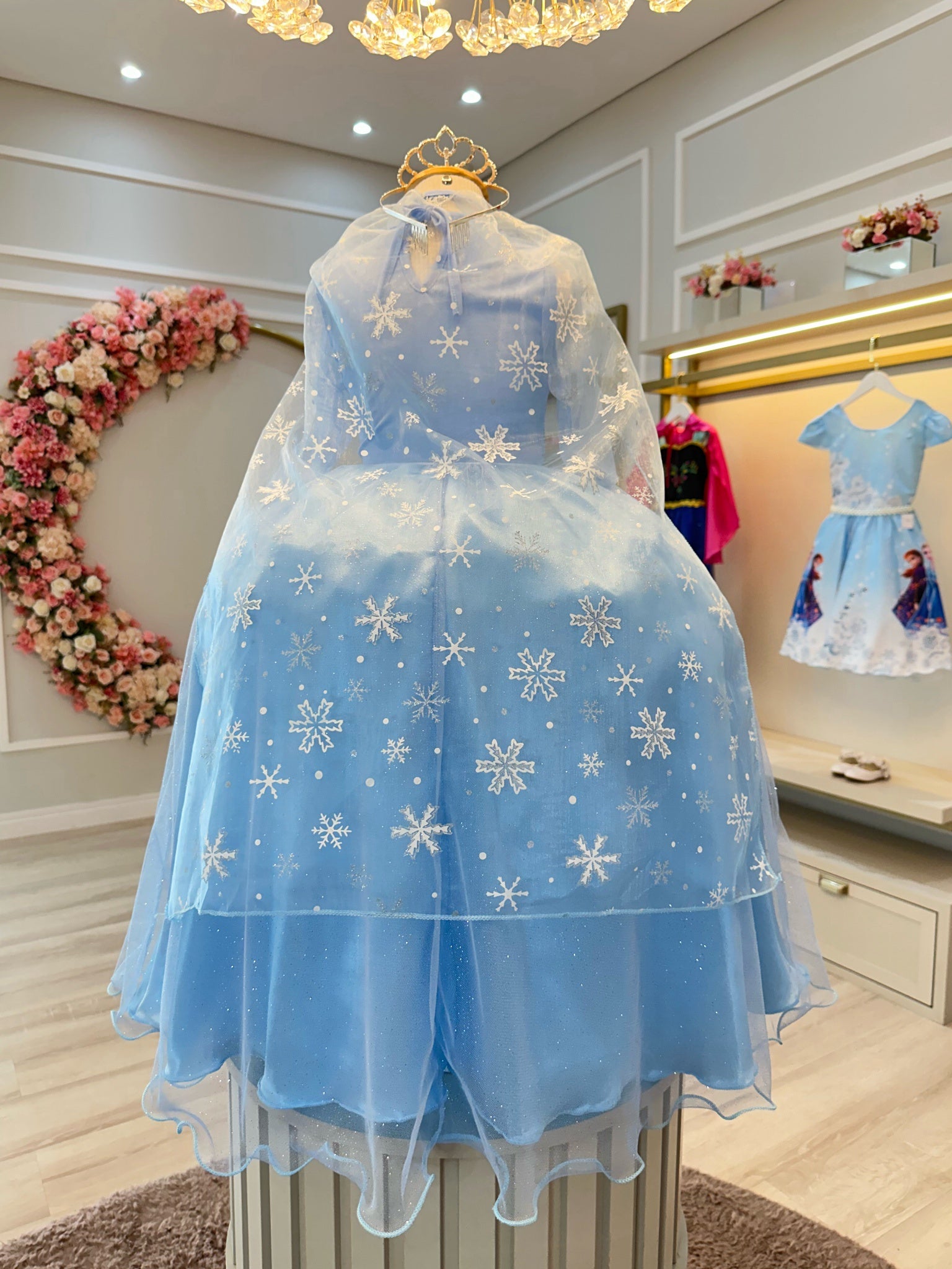 Fantasia Infantil Princesas Elsa Frozen C/ Capa Luxo Festas