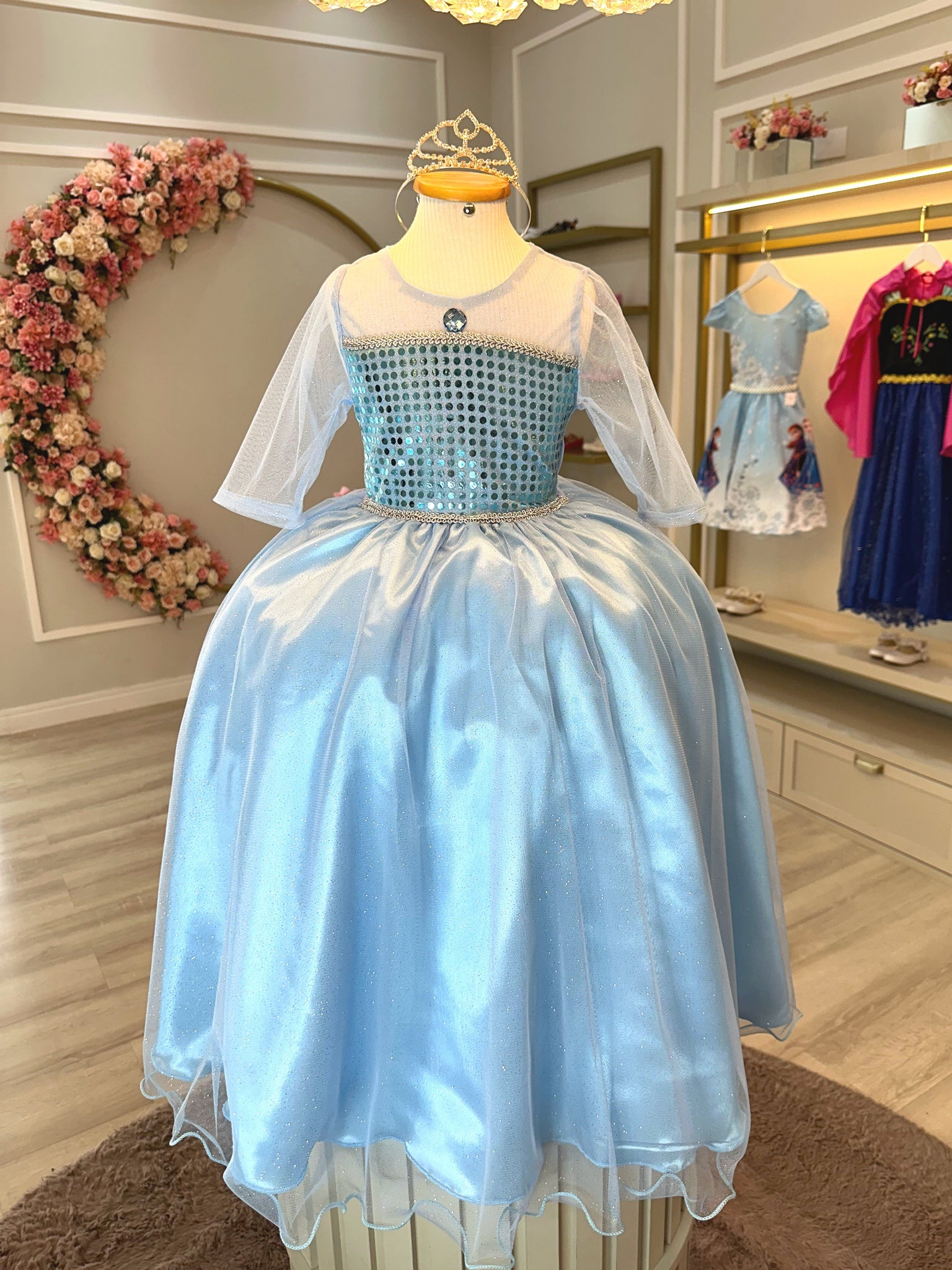 Fantasia Infantil Princesas Elsa Frozen C/ Capa Luxo Festas