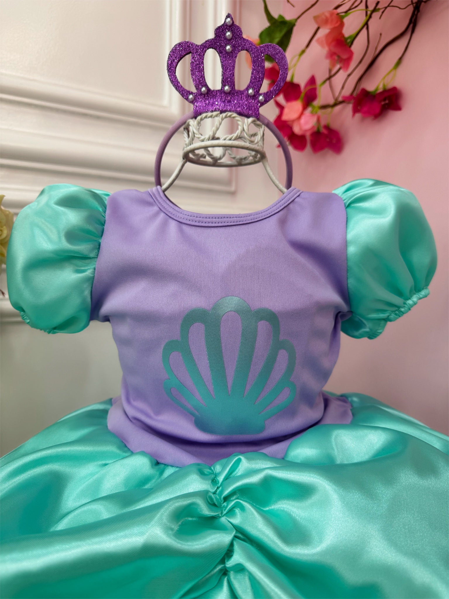 Fantasia Infantil da Sereia Ariel Acompanha a Tiara Luxo