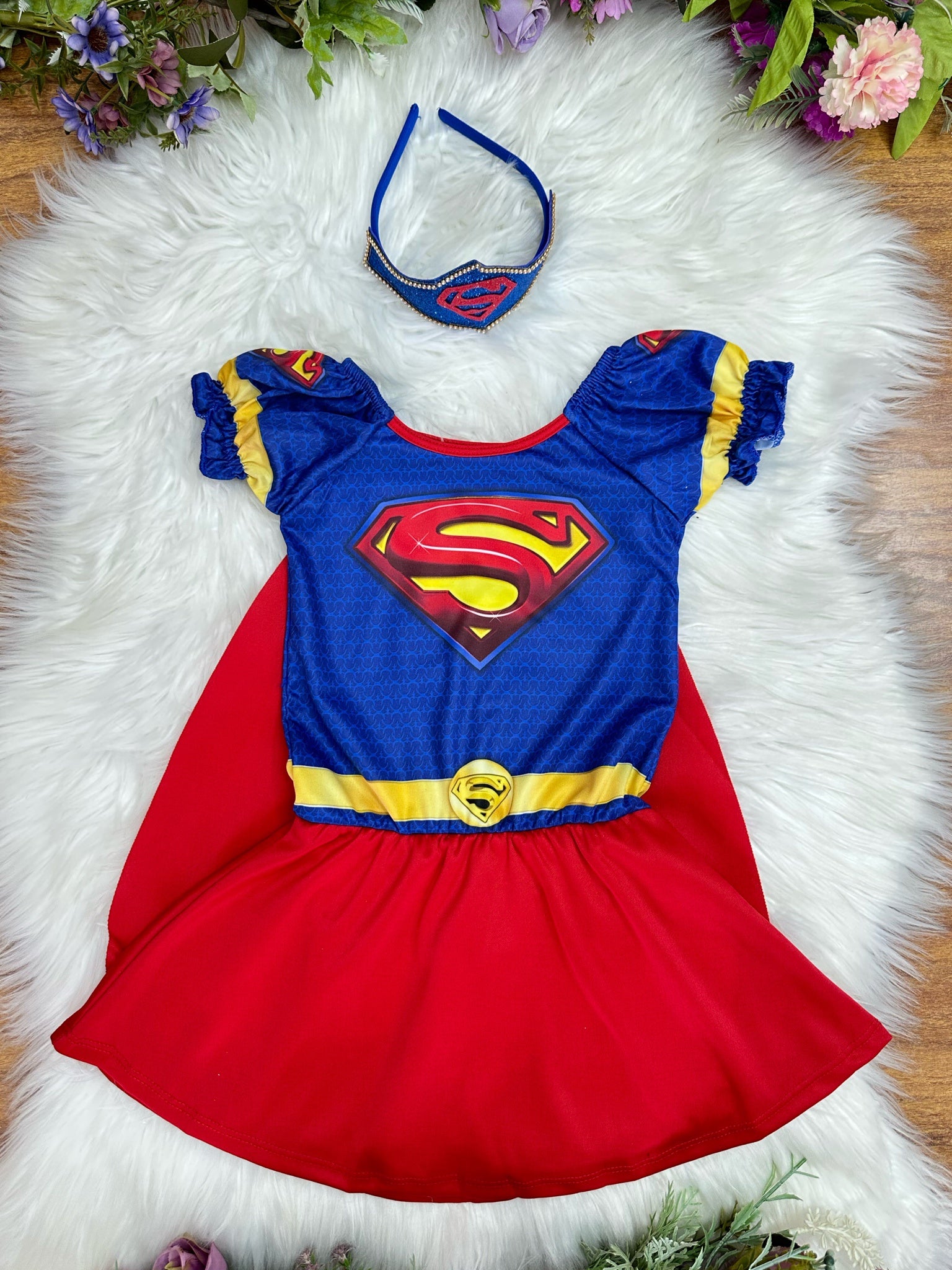 Fantasia Infantil Supergirl Com Tiara Festas