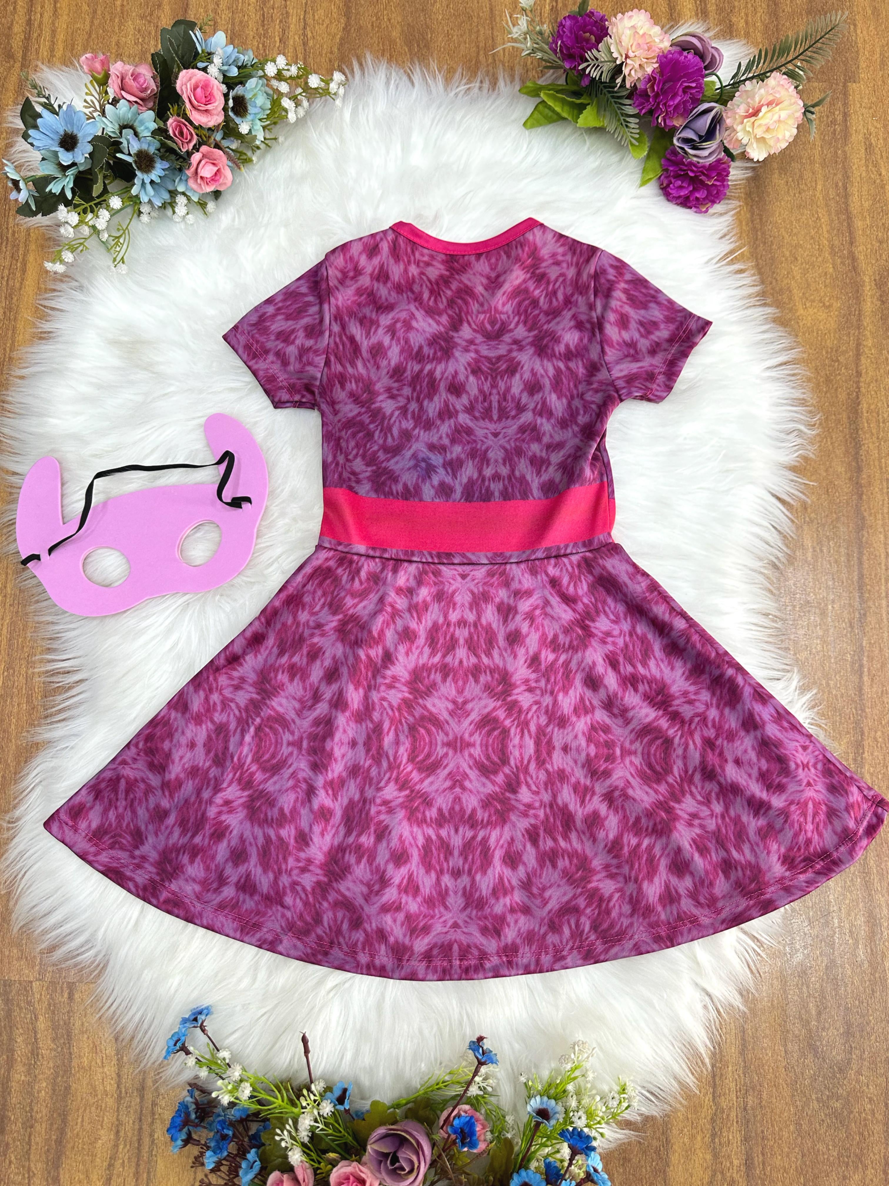Fantasia Infantil Temática da Angel Stitch Lilo Pink C/ Máscara