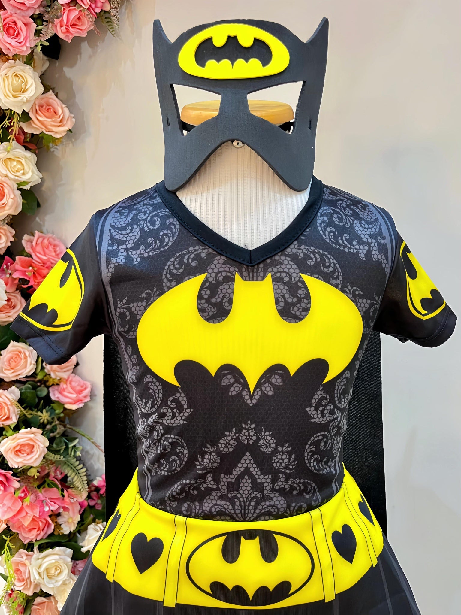 Fantasia Infantil Temática da Batgirl Com Máscara Festas