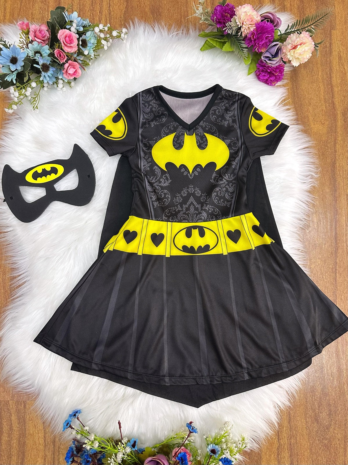 Fantasia Infantil Temática da Batgirl Com Máscara Festas