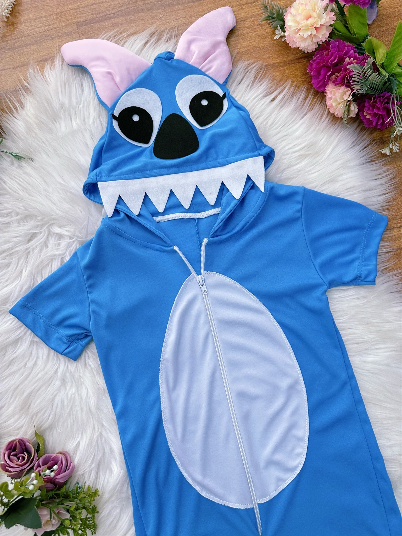 Fantasia Infantil Temático do Stitch Angel Lilo Azul