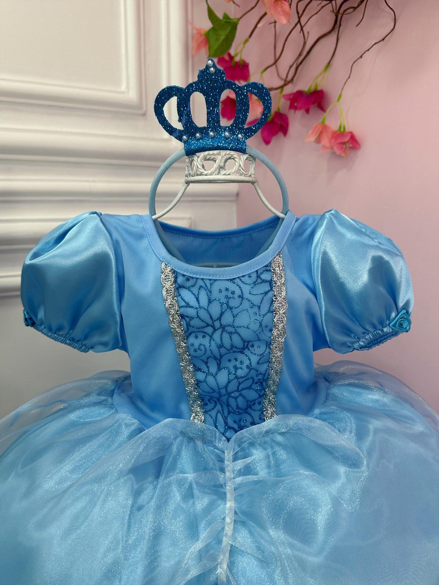 Kit Princesa Fantasia Infantil Frozen Com Luva e Tiara