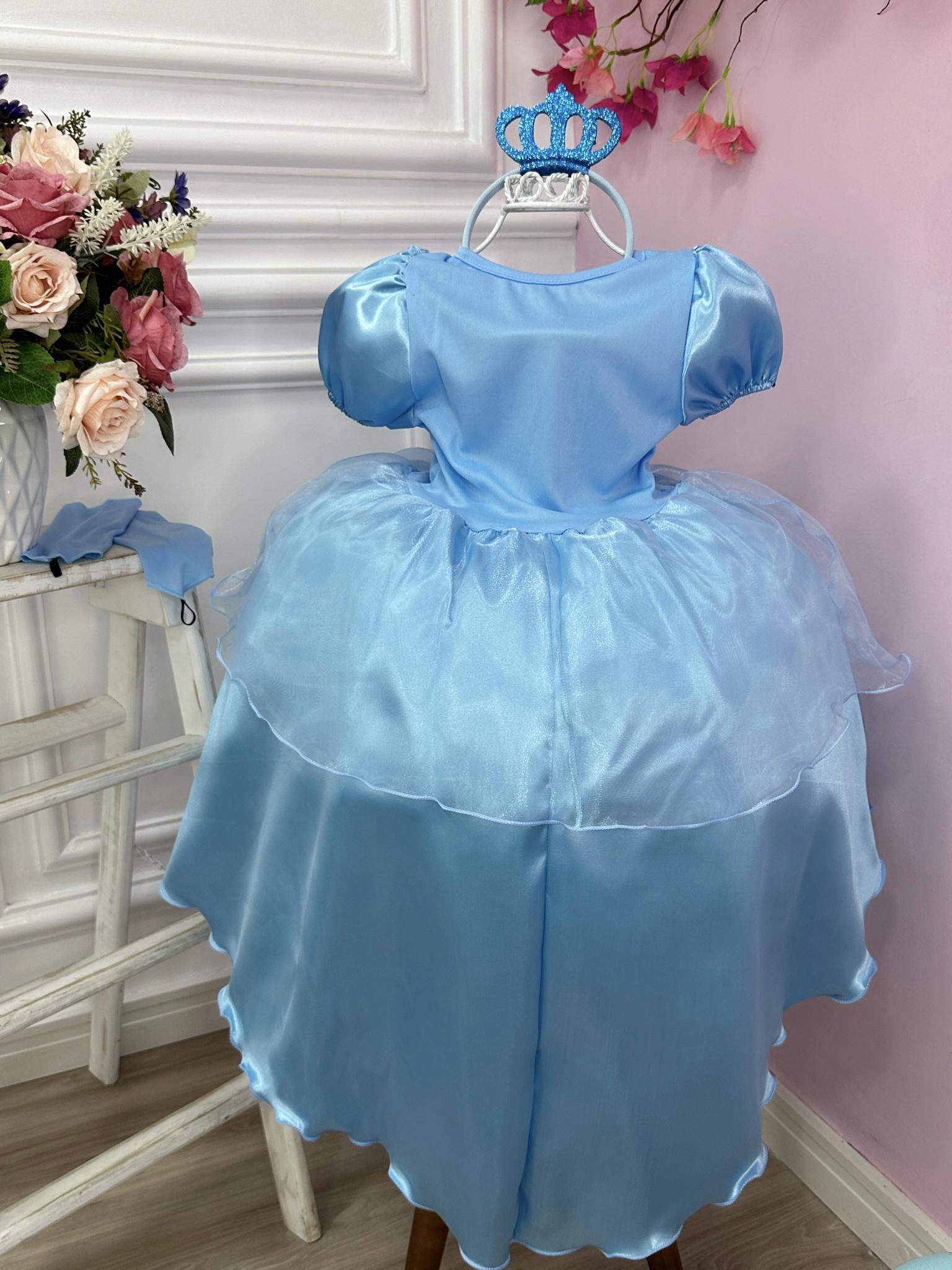 Kit Princesa Fantasia Infantil Frozen Com Luva e Tiara