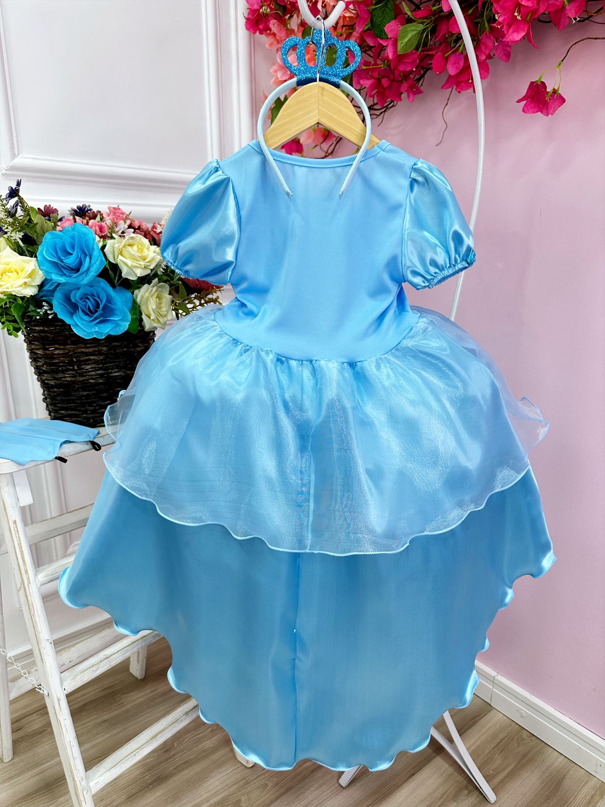 Kit Princesa Fantasia Infantil Frozen Com Luva e Tiara