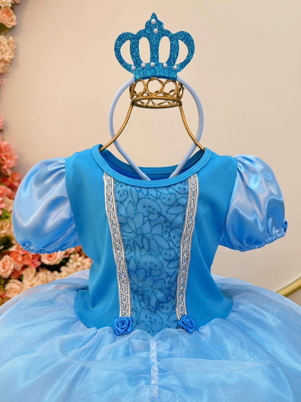 Kit Princesa Fantasia Infantil Frozen com Tiara e Luva Luxo