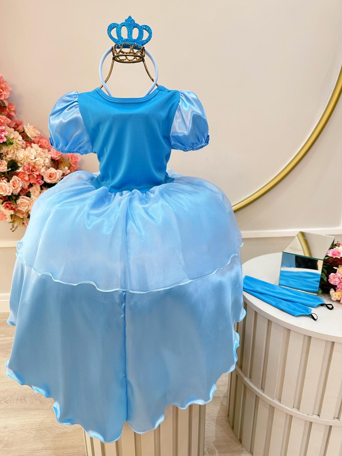 Kit Princesa Fantasia Infantil Frozen com Tiara e Luva Luxo