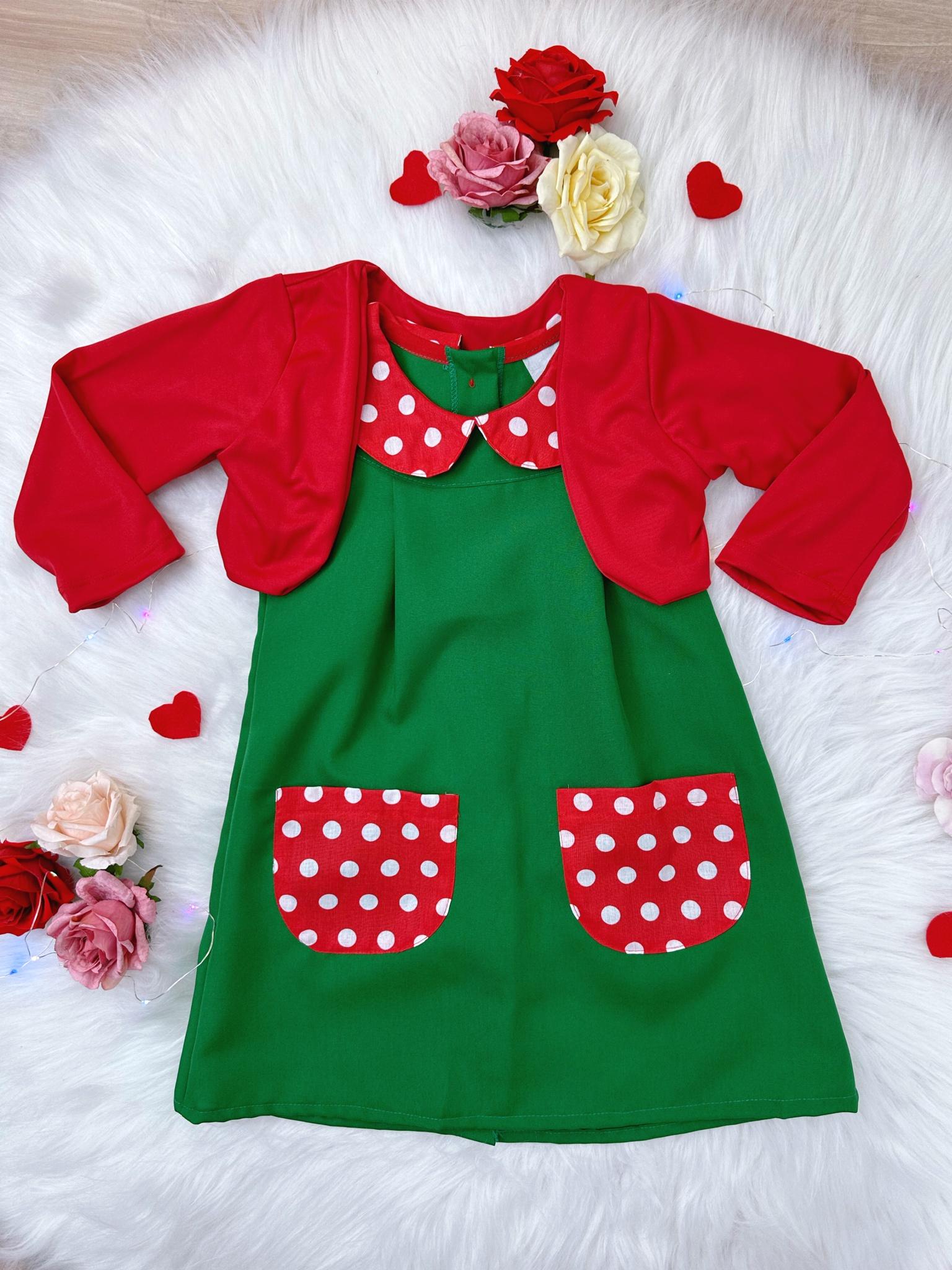 Vestido Fantasia Infantil Chiquinha Verde e Vermelho