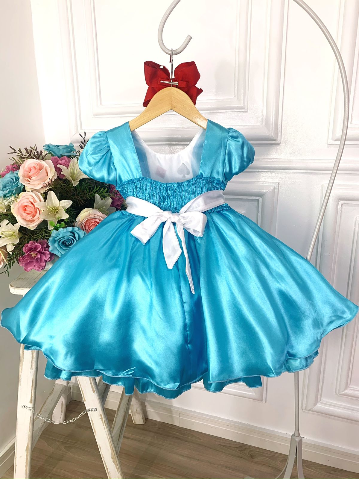 Vestido Infantil Alice no Pais das Maravilhas Festa Luxo