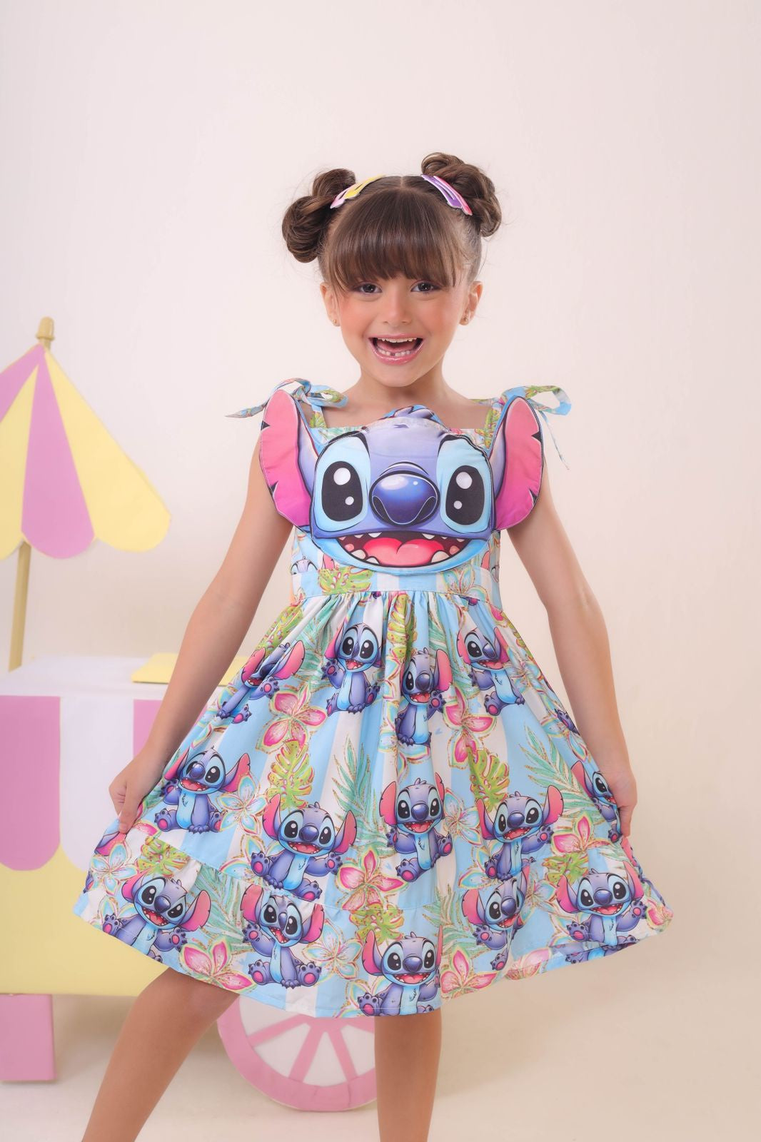 Vestido Infantil Azul Lilo e Stitch Luxo Festas