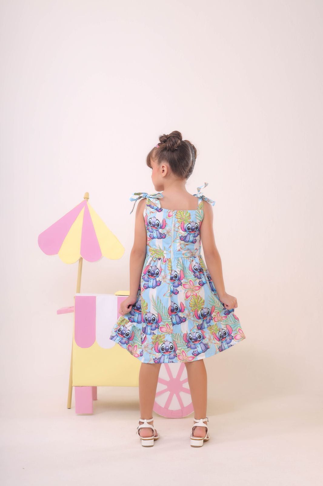 Vestido Infantil Azul Lilo e Stitch Luxo Festas