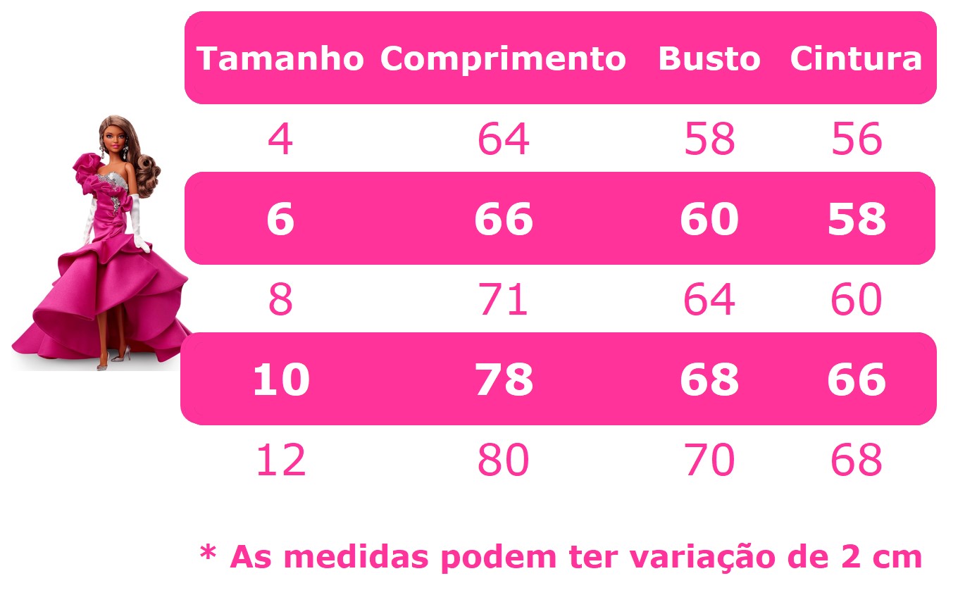 Vestido Infantil Barbie Busto Paetê Pink e Broche de Lacinho