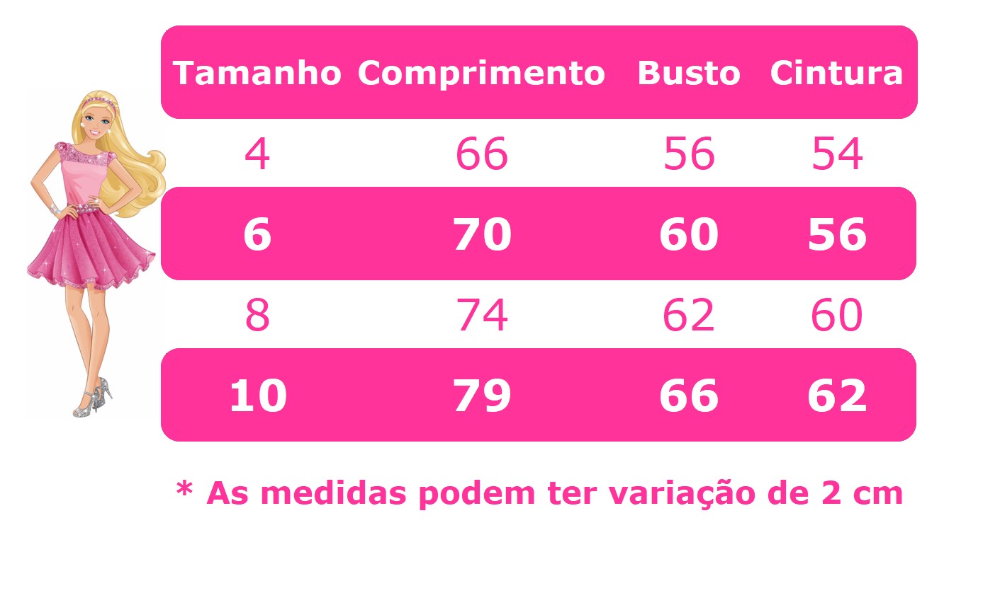 Vestido Infantil Barbie Pink Busto C/ Renda e Flor P/ Cabelo