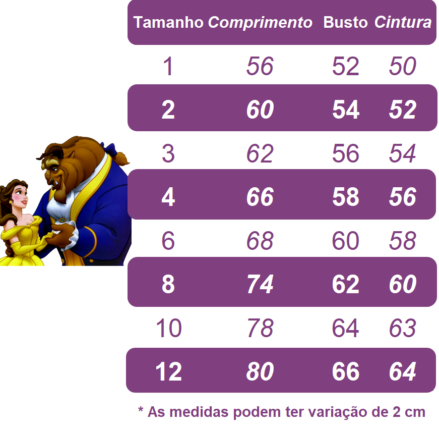 Vestido Infantil Bela e a Fera Amarelo Azul e Vermelho