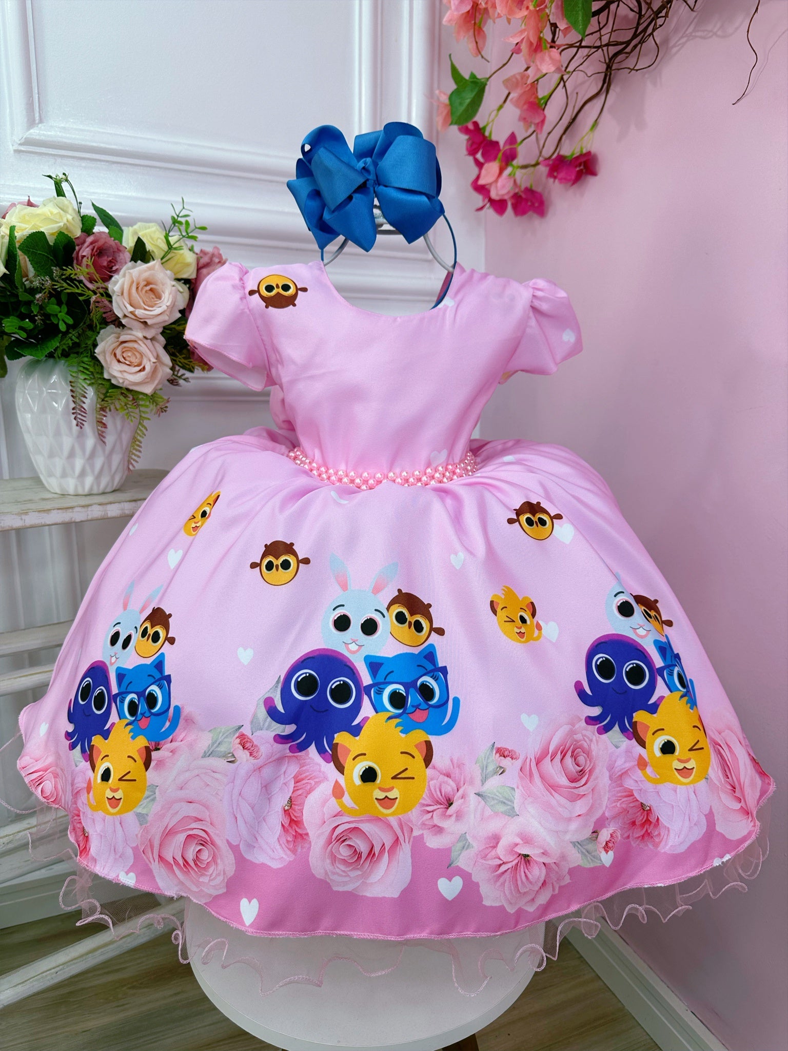 Vestido Infantil Bolofofo Rosa Luxo Festa