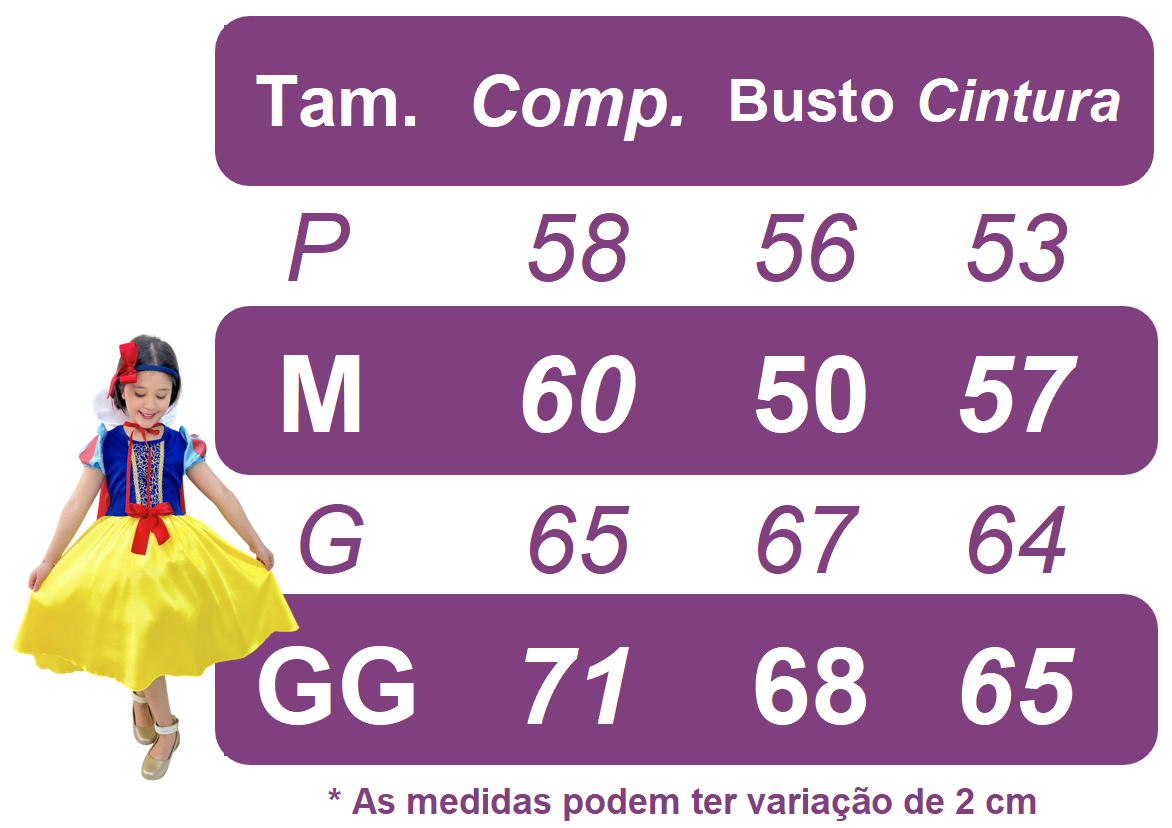 Vestido Infantil Branca de Neve Amarelo Com Tiara Luxo